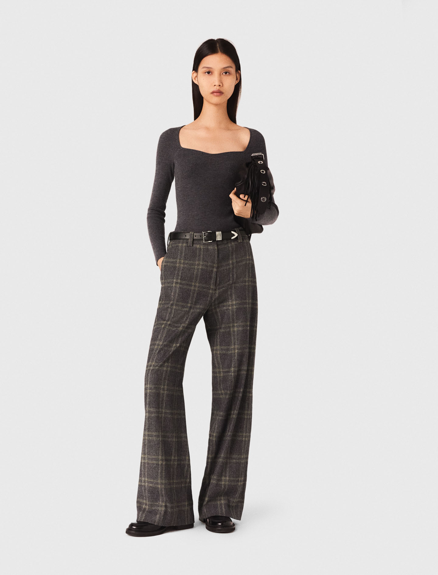 Checked suit trousers Black / Gray For Women | Maje