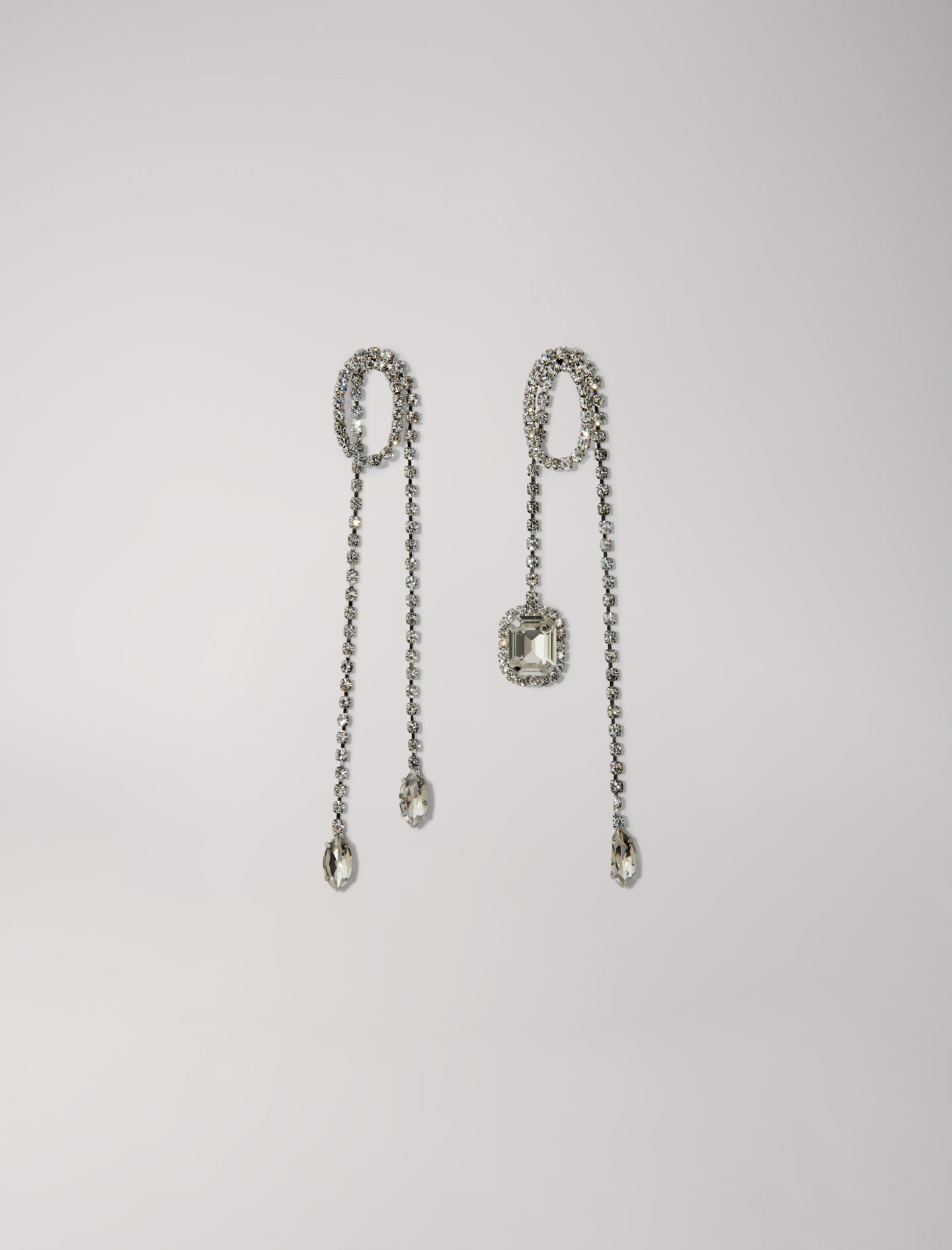 Maje Woman's glass Jewellery: Rhinestone earrings for Fall/Winter, in color Silver / Grey
