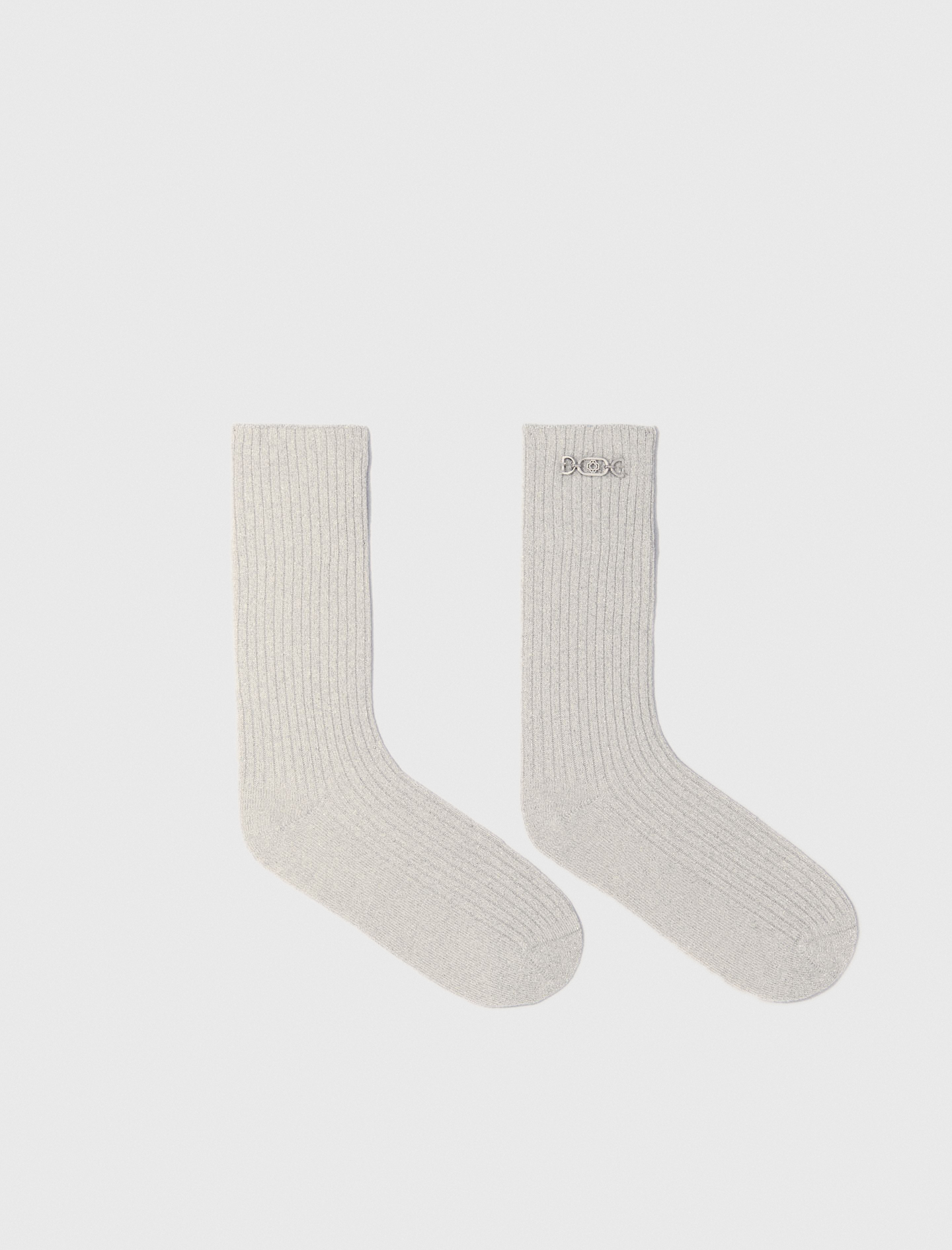 Maje Woman's viscose Lurex socks for Spring/Summer, in color Silver / Grey