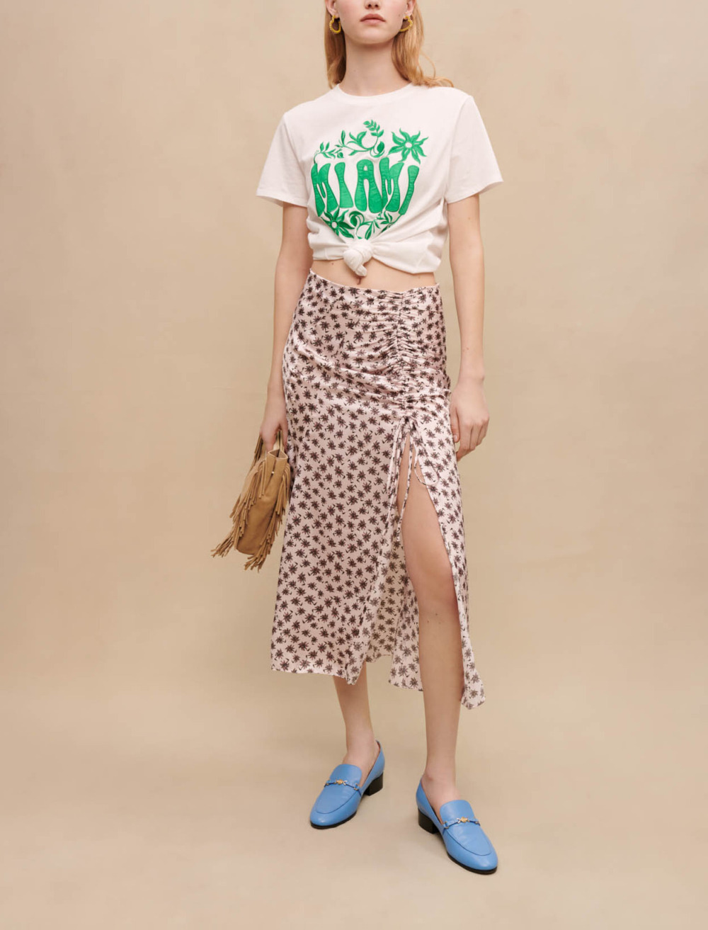 Slit midi skirt Printed For Women | Maje