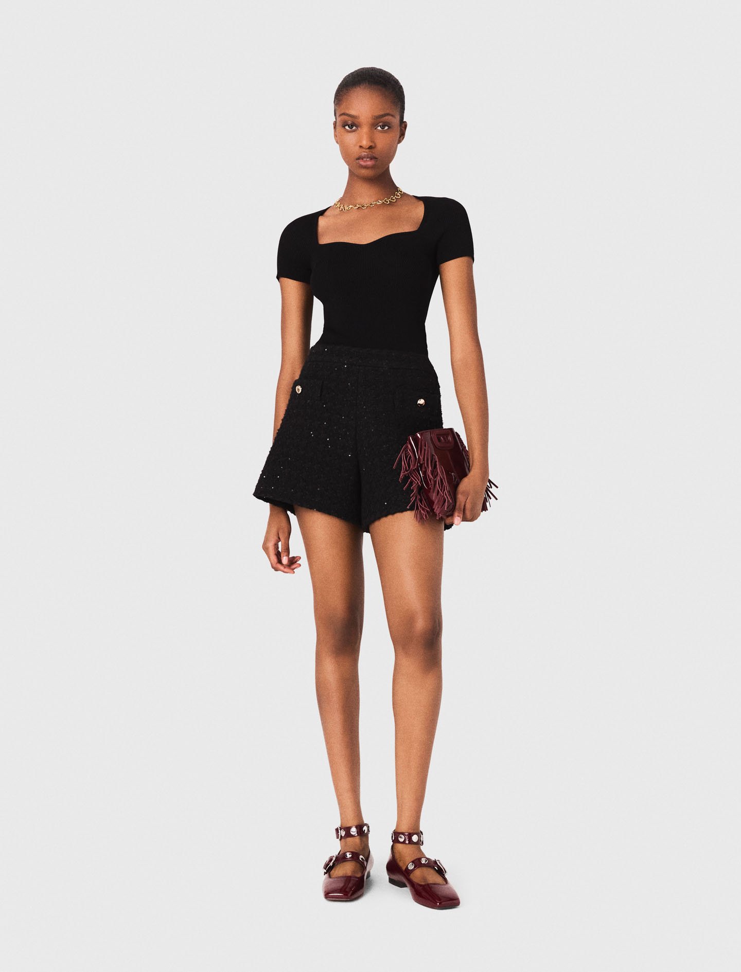 Woman's viscose Knit top for Fall/Winter, size Extra Small, in color Black / Black