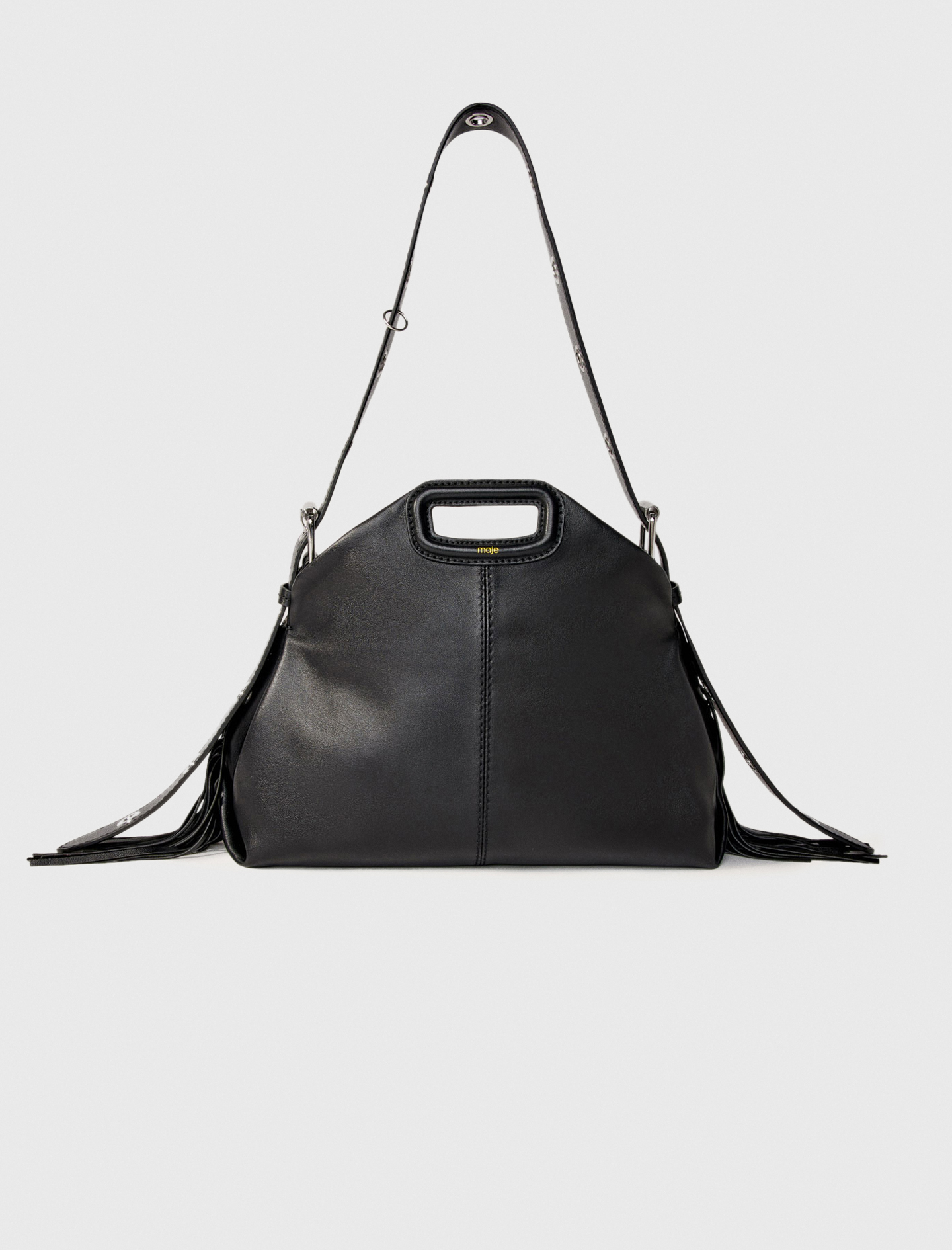 Shop Maje Smooth Leather Miss M Bag In Black