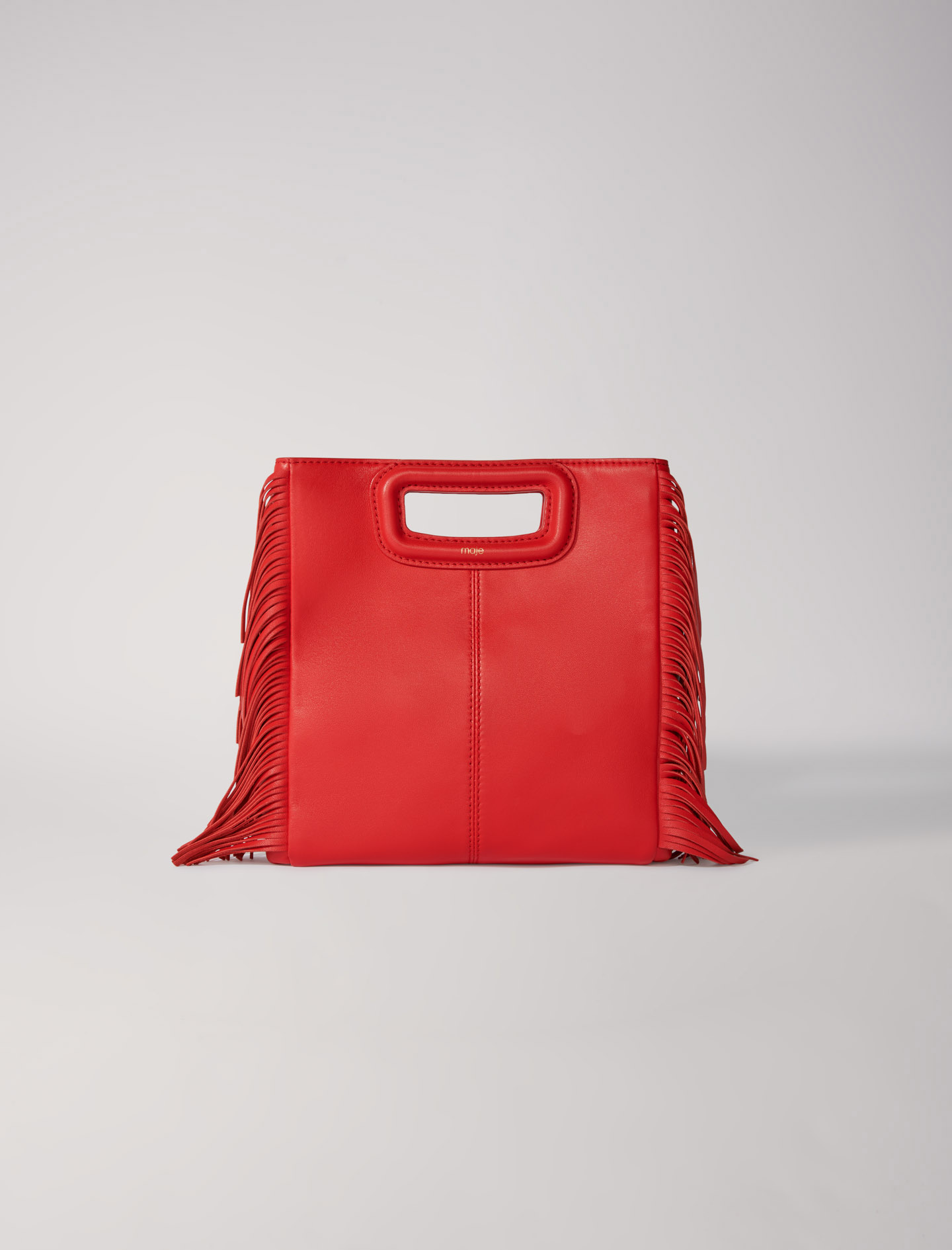 Mixte's polyester Leather: Smooth leather M bag with fringing for Fall/Winter, size Mixte-All Bags-OS (ONE SIZE), in color Red / Red