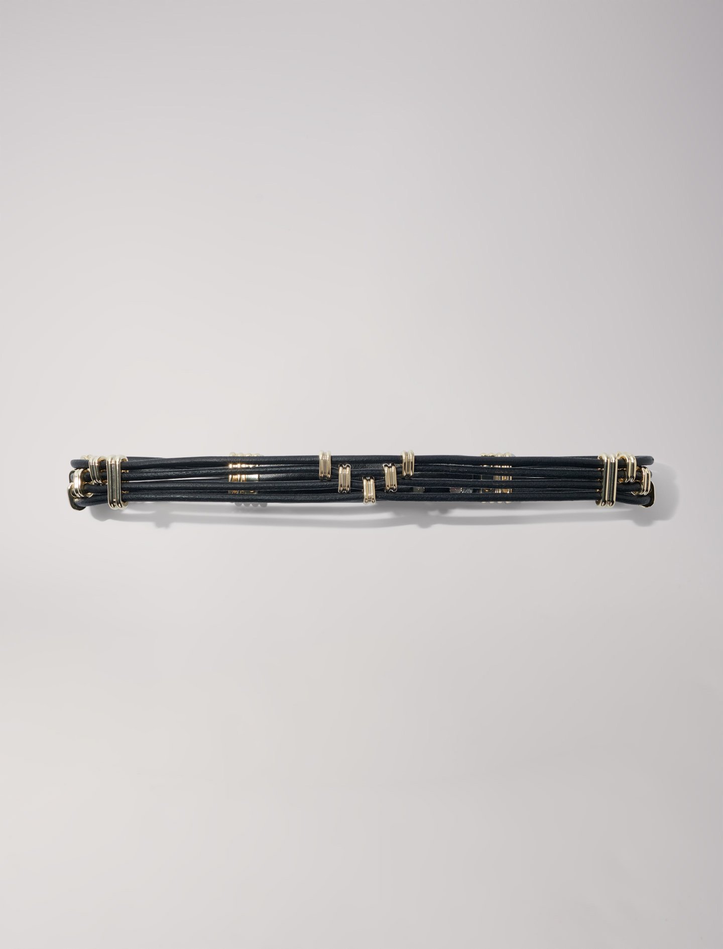 Mixte's polyester, Mixed metal and leather belt for Spring/Summer, size Mixte-Belts-US L / FR 3, in color Black / Black