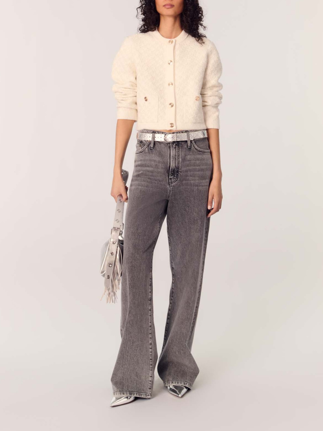Short tweed-effect cardigan White For Women | Maje