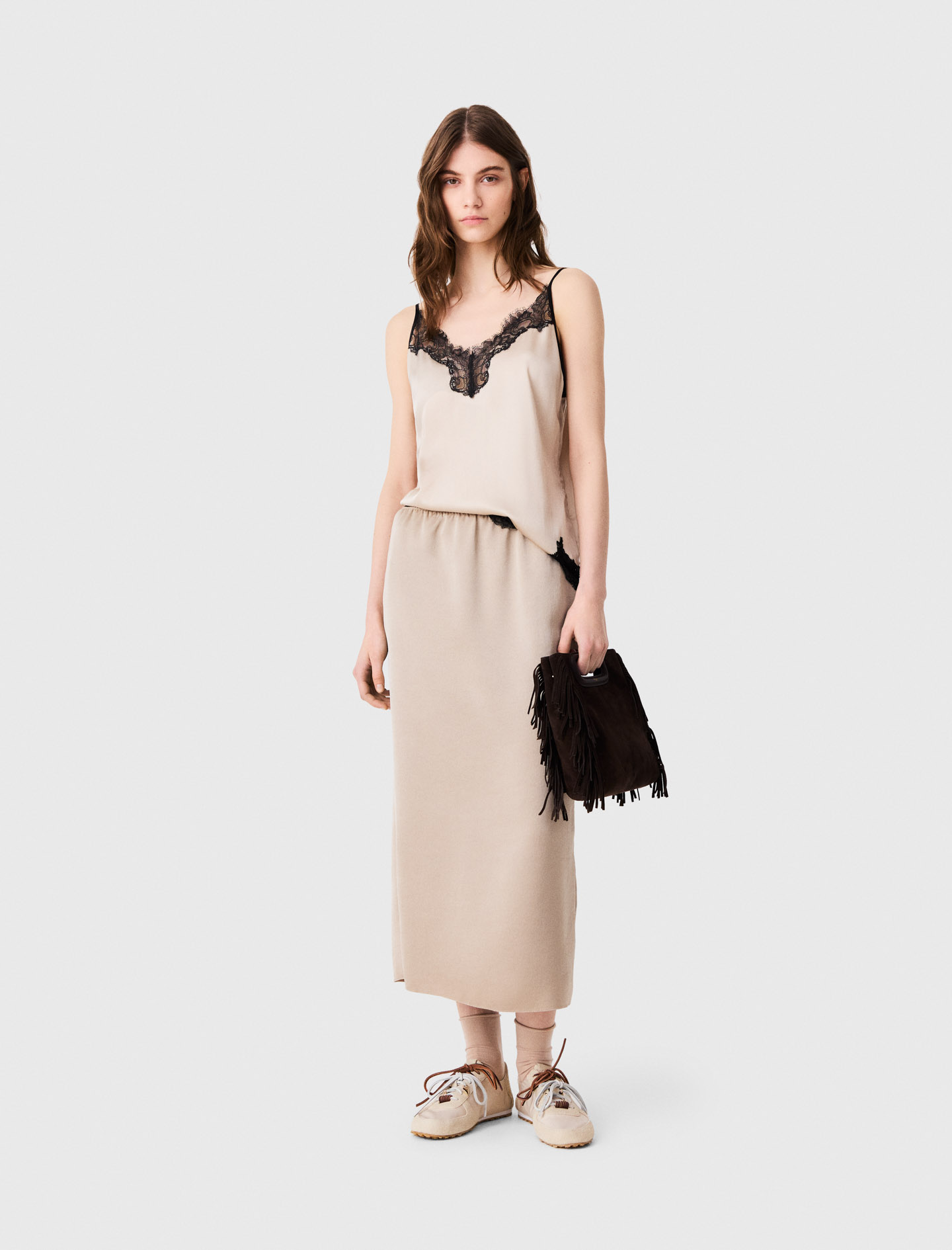 メイ　Brut Satin pencil skirt Natural For Women | Maje