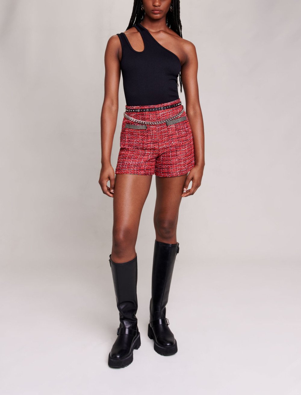 Maje Woman's polyamide Cutaway top for Fall/Winter, in color Black / Black