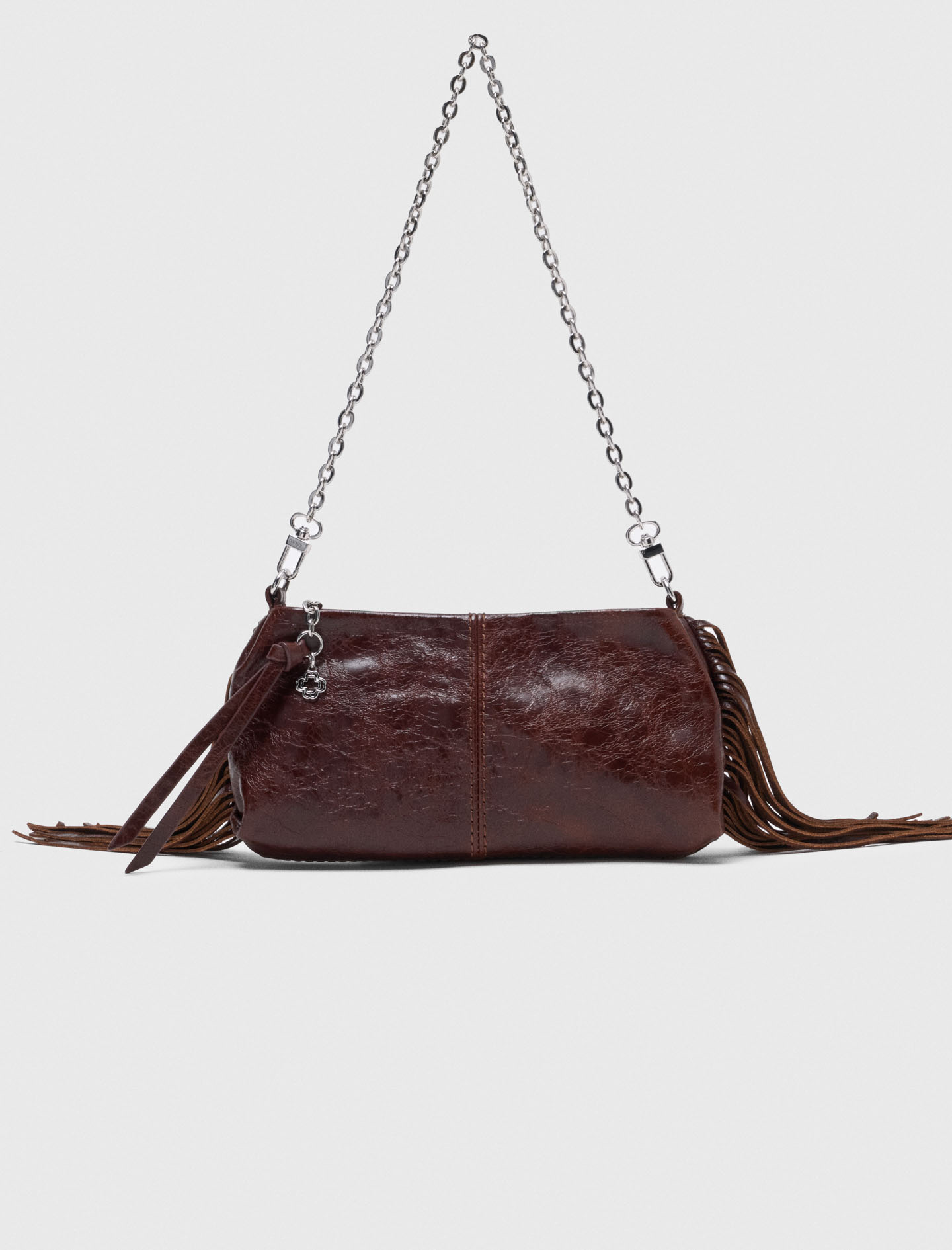 Maje Woman's leather Patent leather Miss M clutch bag for Fall/Winter, in color Dark brown /