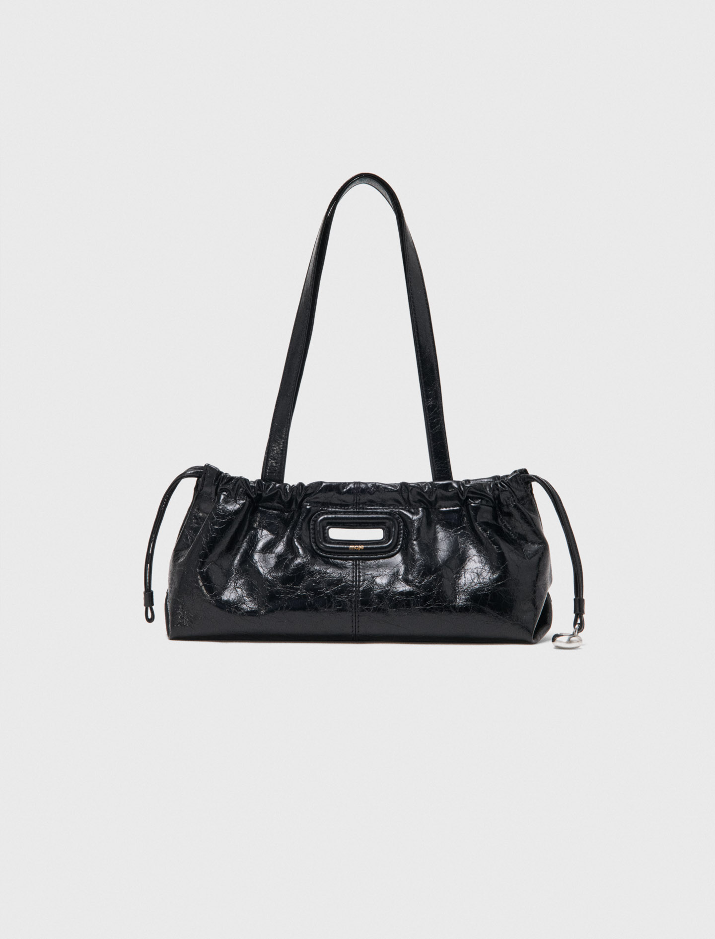 Crackled leather Milpli Gazette Black / Gray For Women | Maje