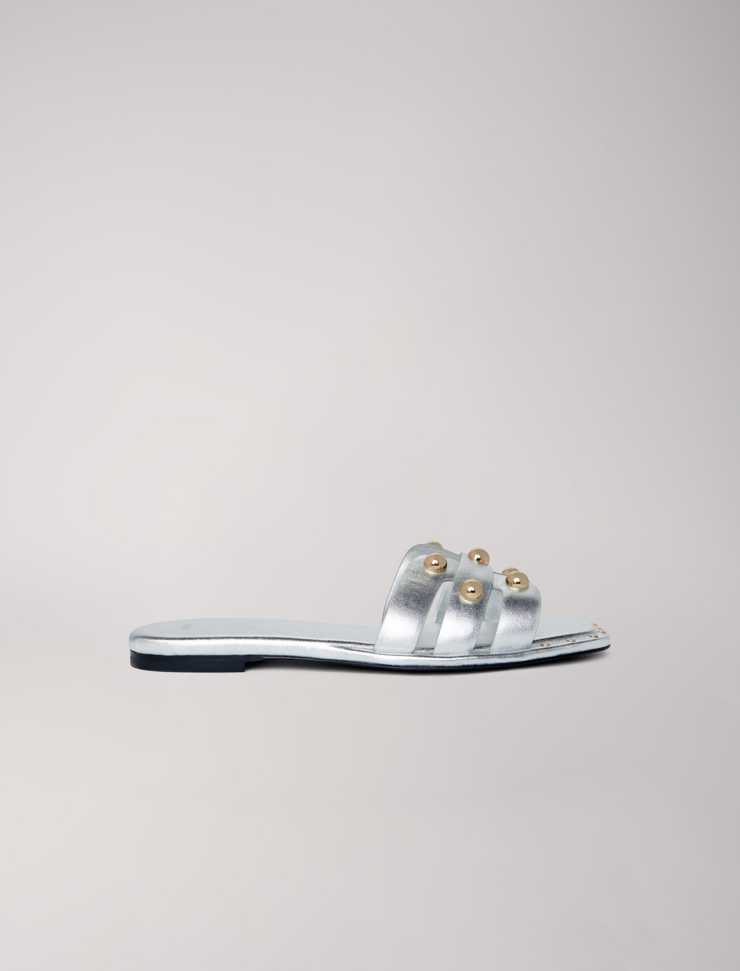 Woman's zinc Studs: Studded leather mules for Spring/Summer, size Woman-All Shoes-US 9.5 / FR 40, in color Silver / Grey