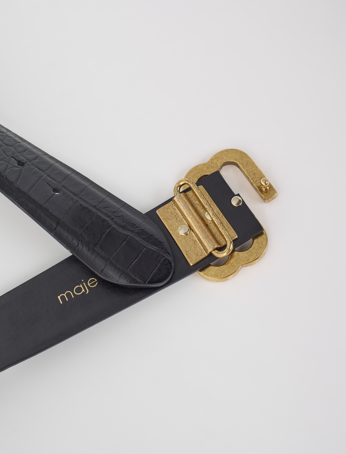 Woman's polyester Coating: Leather belt for Spring/Summer, size Woman-Offline_Accessories-US L / FR 3, in color Black / Black