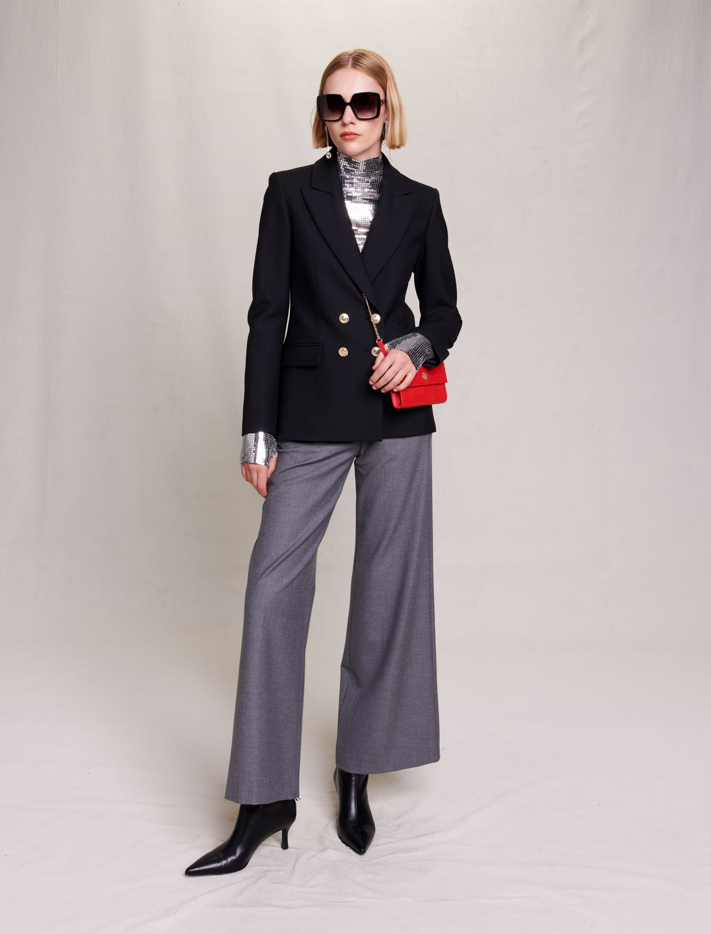 Maje Woman's polyester, Suit jacket for Spring/Summer, in color Black / Black