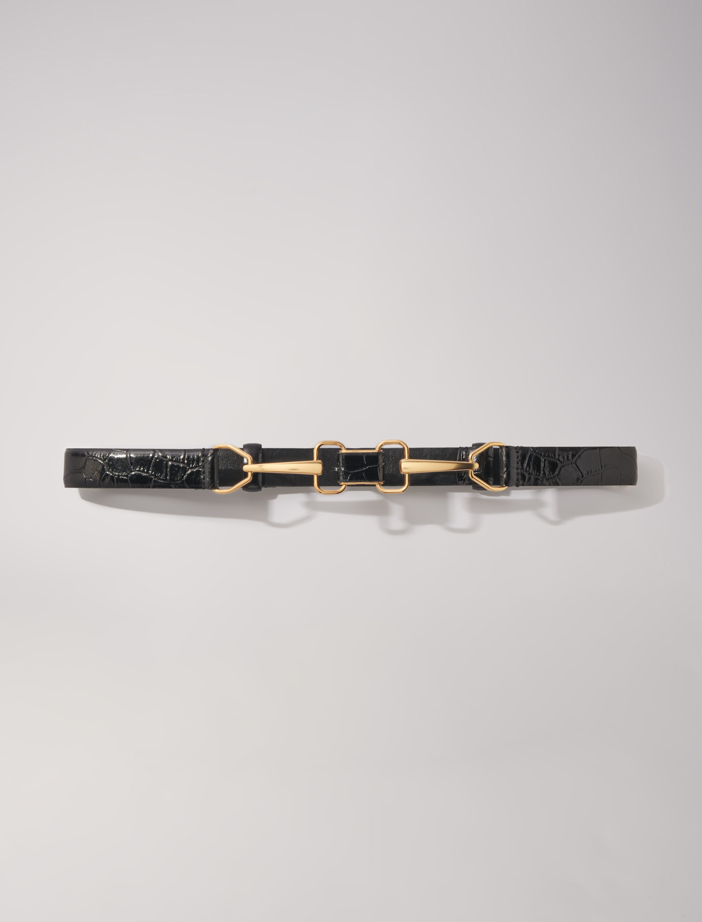 Shop Maje Leather Belt With Horse Bit Buckle In Black