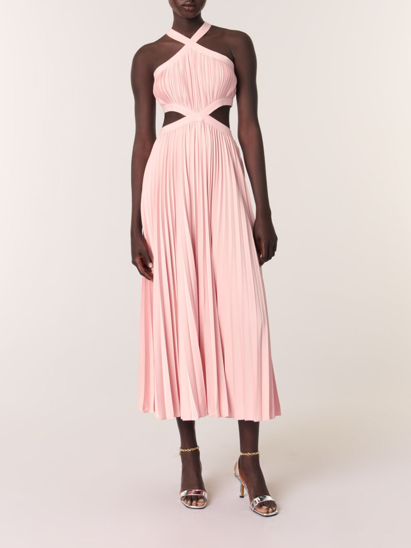 Pleated maxi dress Pink For Women | Maje