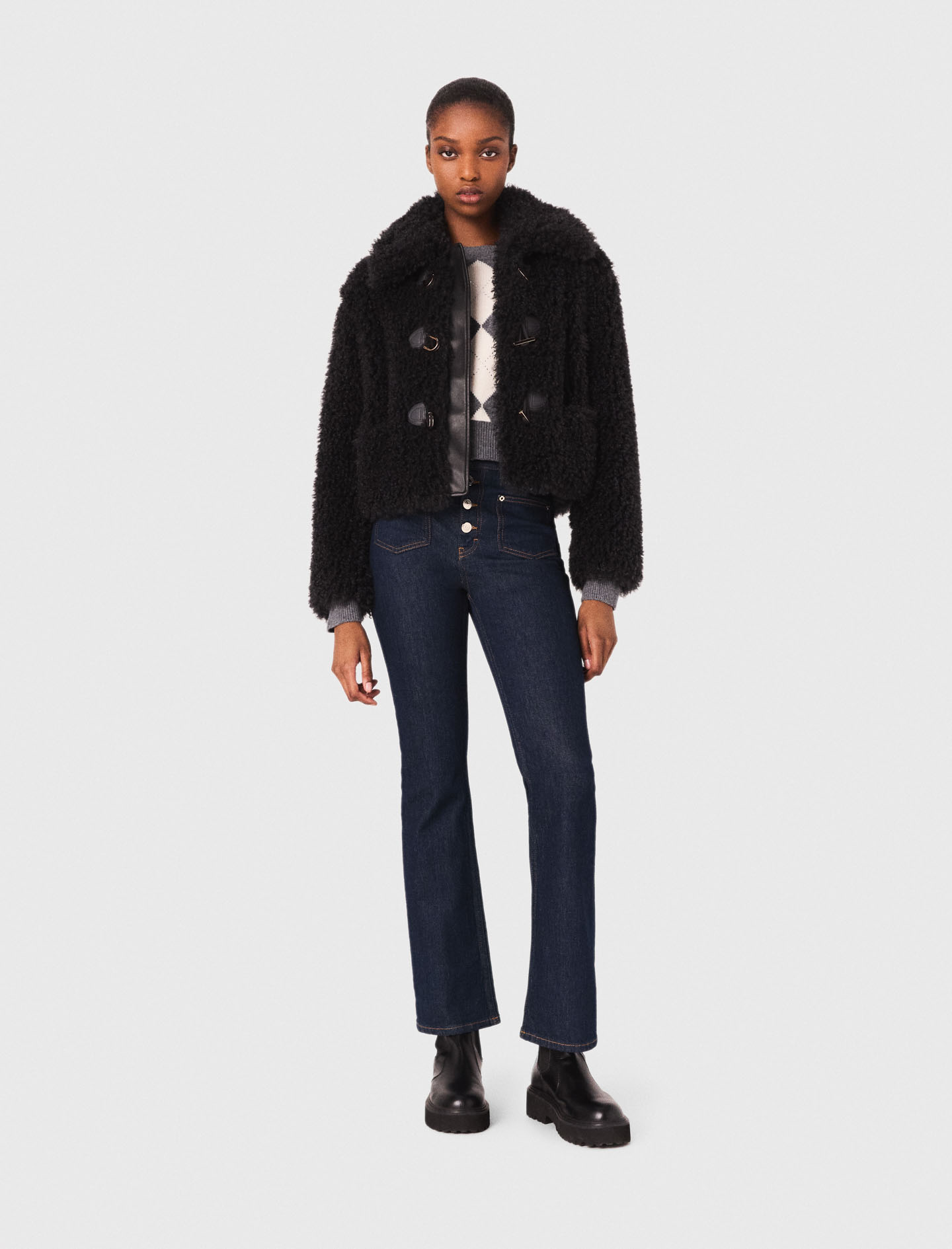Maje Passiony Straight-leg Jeans In Anthracite