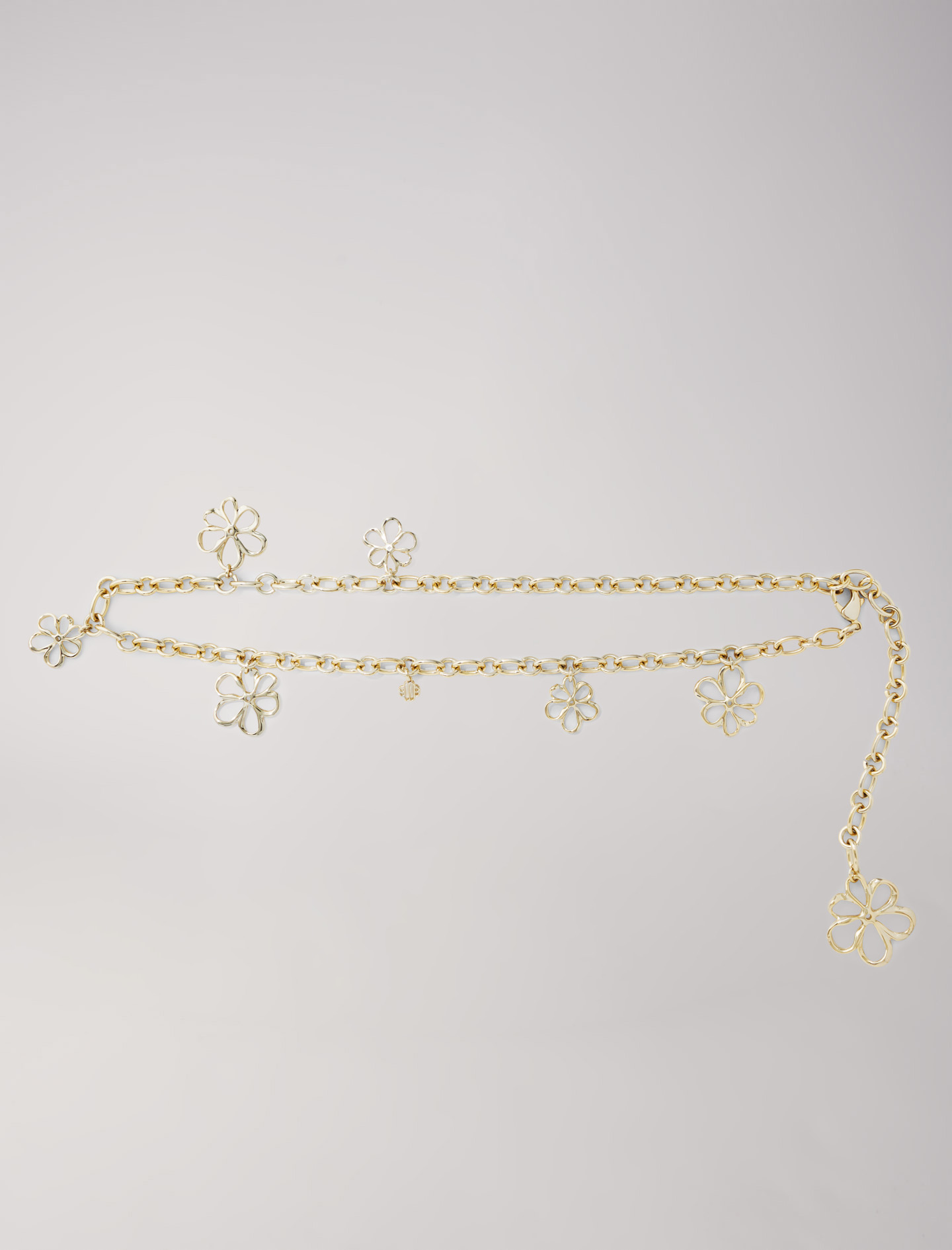 Mixte's iron Chain belt with flowers for Spring/Summer, size Mixte-Belts-US L / FR 3, in color Gold / Yellow