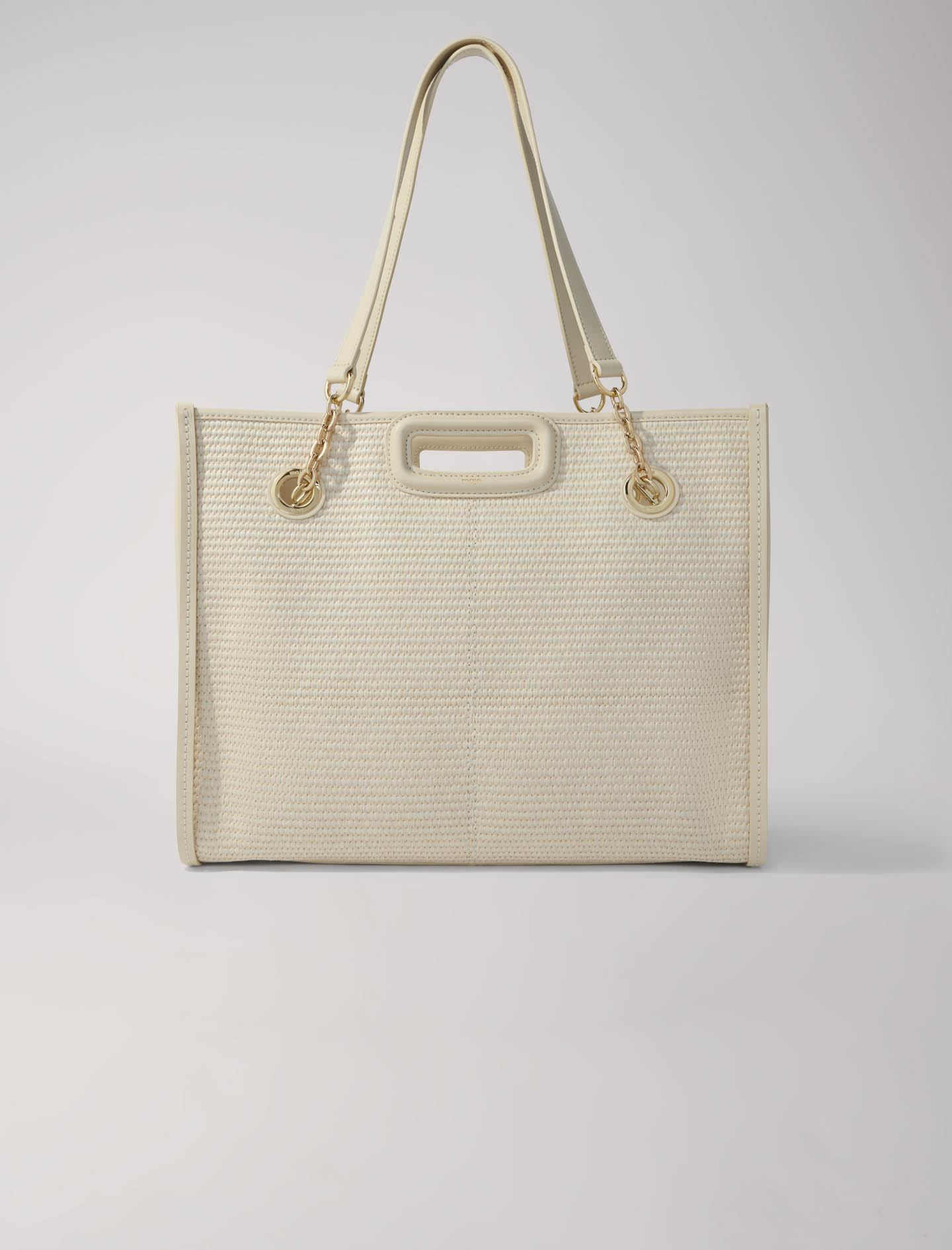 Maje Woman's polypropylene, Raffia-effect textile tote bag for Spring/Summer, in color Beige / Beige