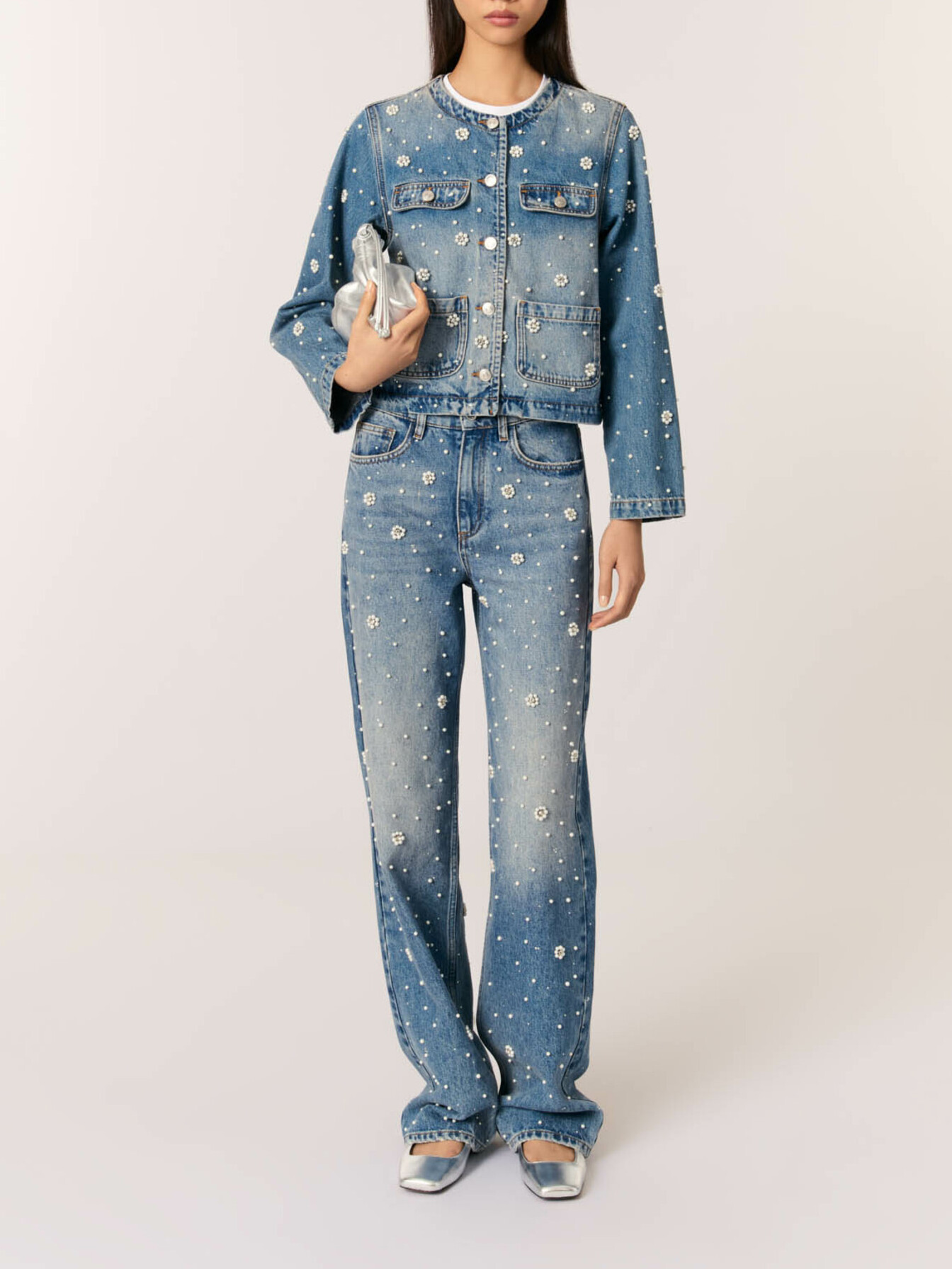 Embroidered denim jacket Blue For Women | Maje