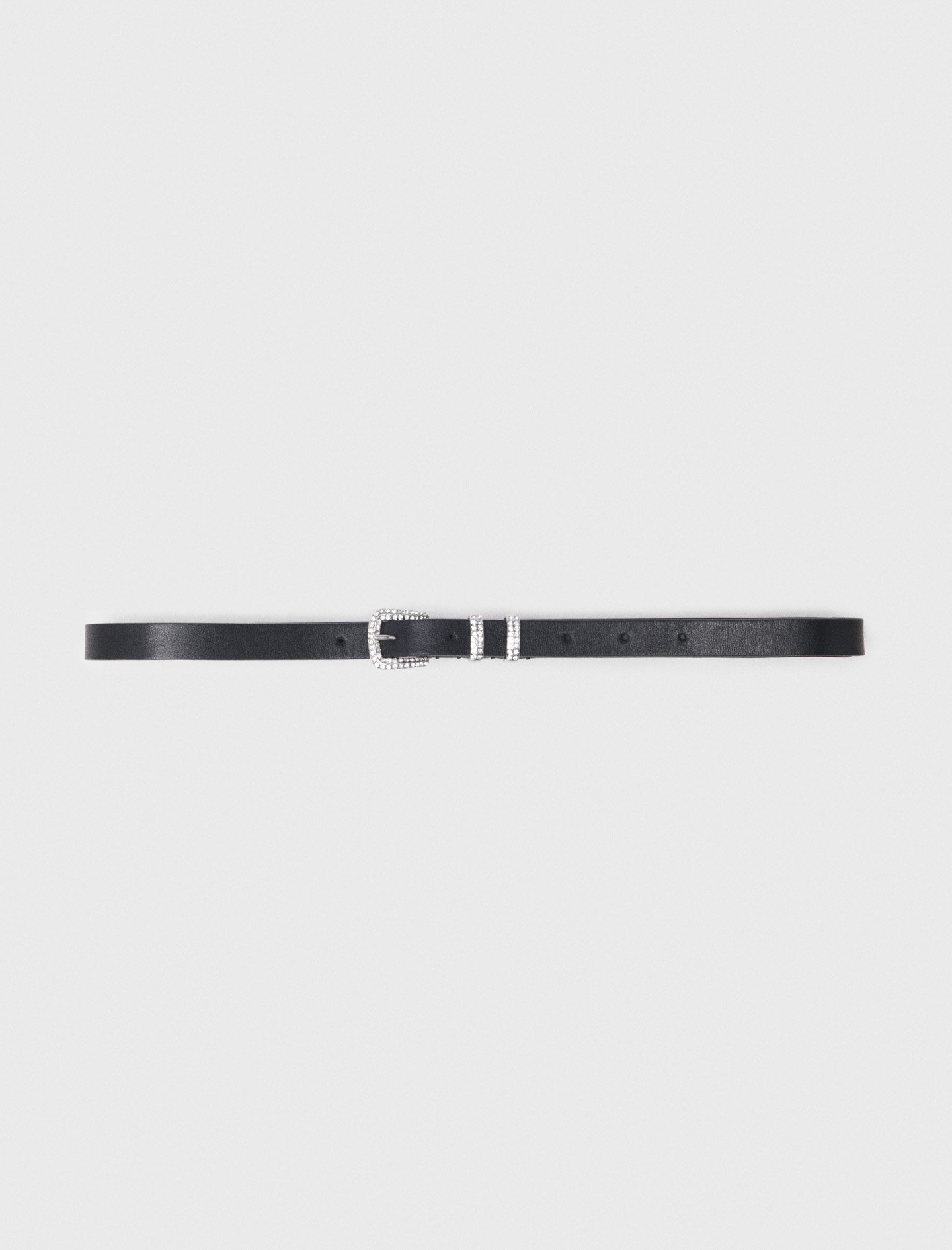 Maje Slim Belt With Diamanté Buckle In Black