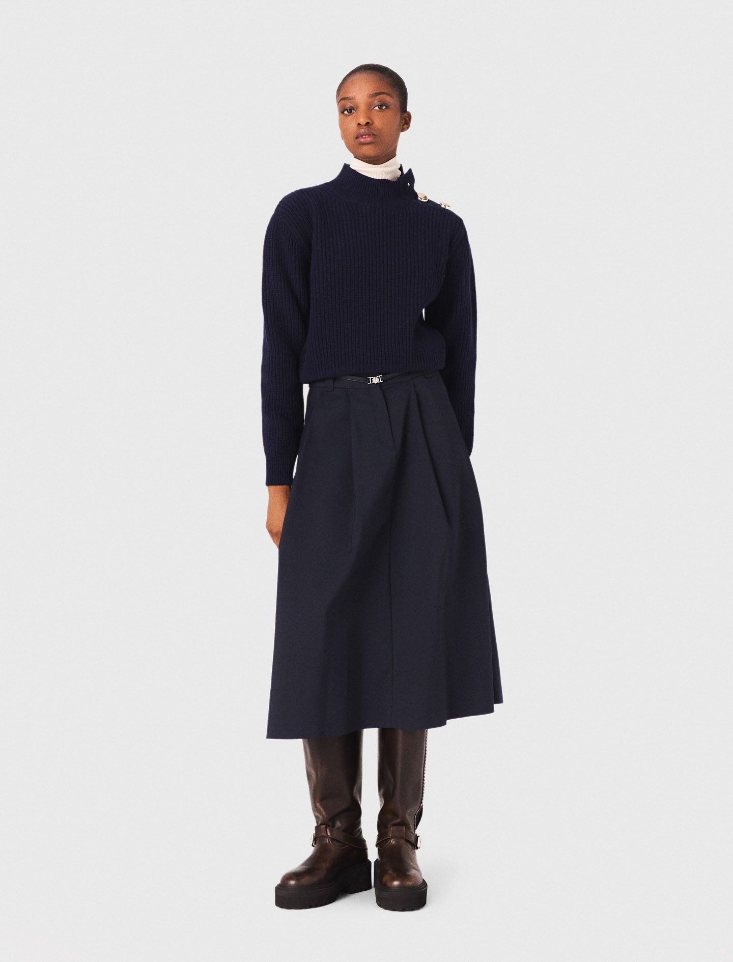 Maje Woman's wool Wool roll-neck sweater for Fall/Winter, in color Navy / Blue