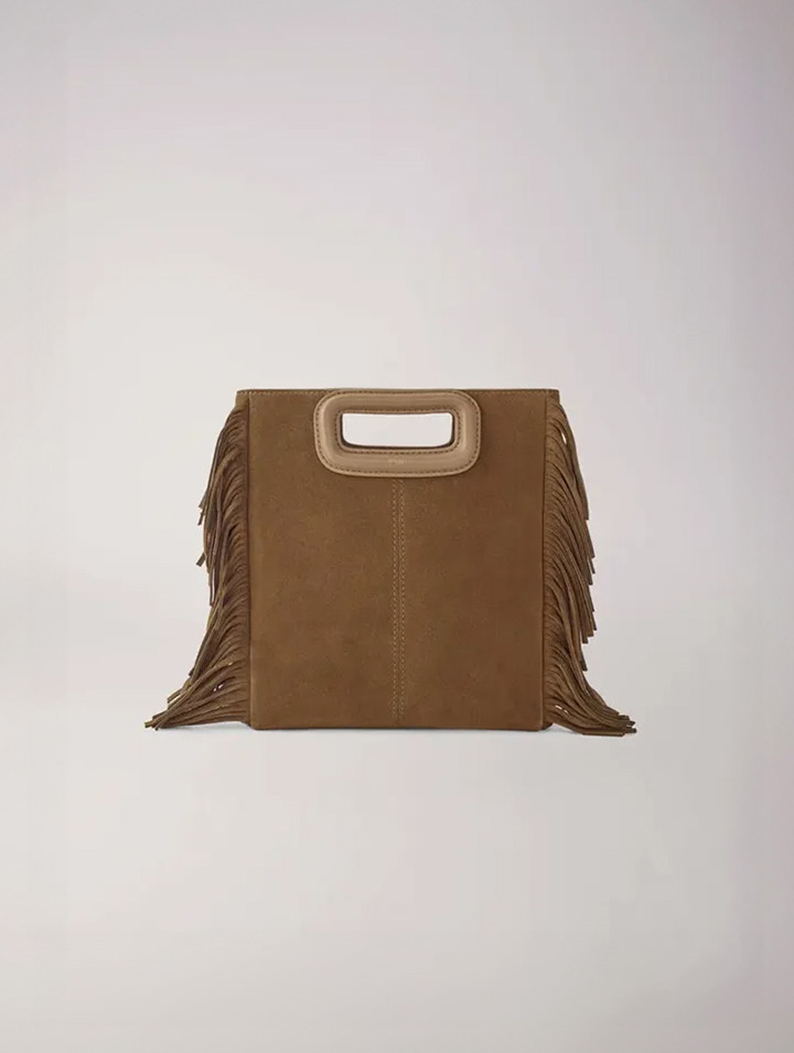 Woman's cotton Leather: cow M bag in suede leather for Fall/Winter, size Woman-The Essentials-OS (ONE SIZE), in color Camel / Brown