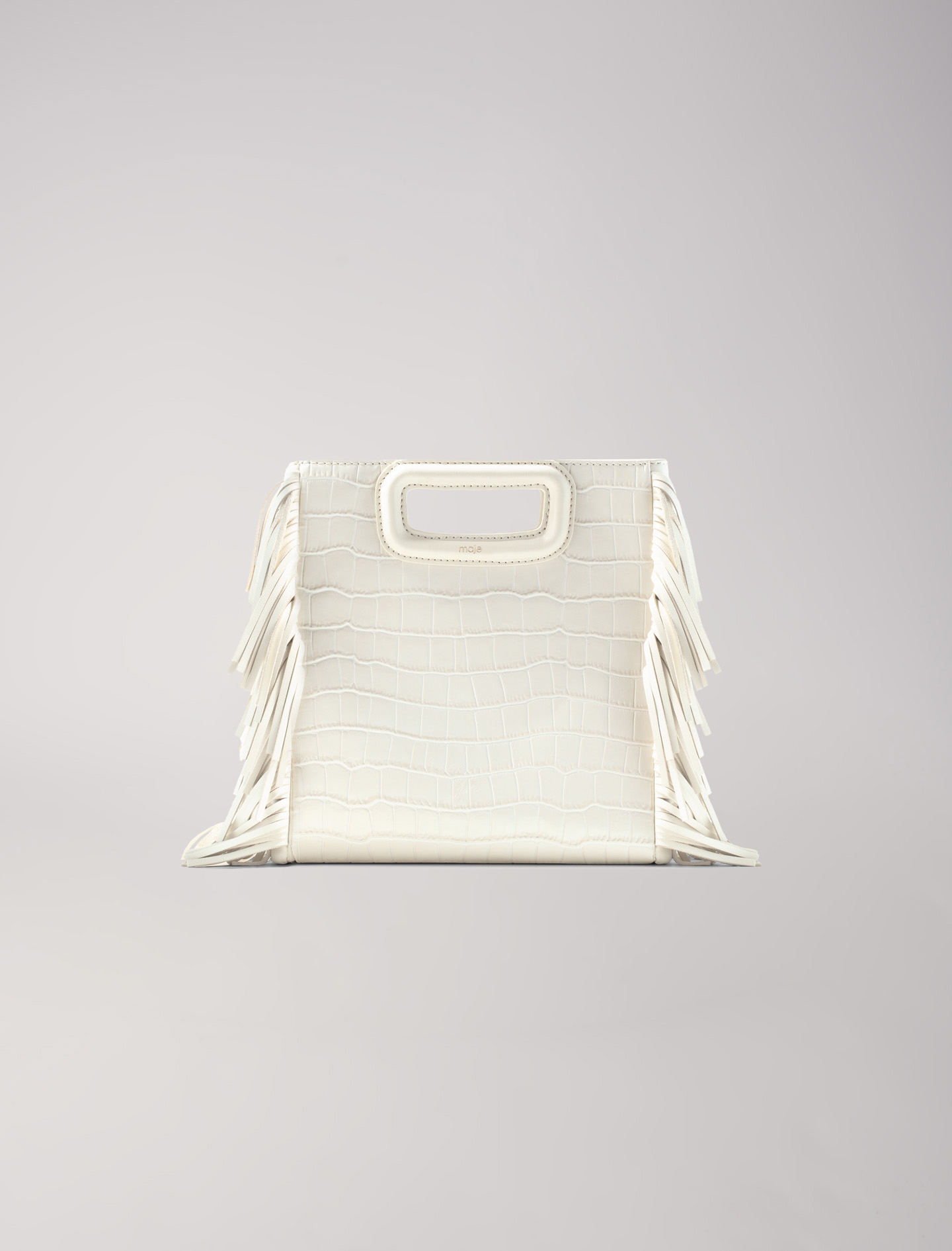 Shop Maje Woman's Polyester Leather: M Bag In Crocodile-effect Leather For Fall/winter In Vanilla /