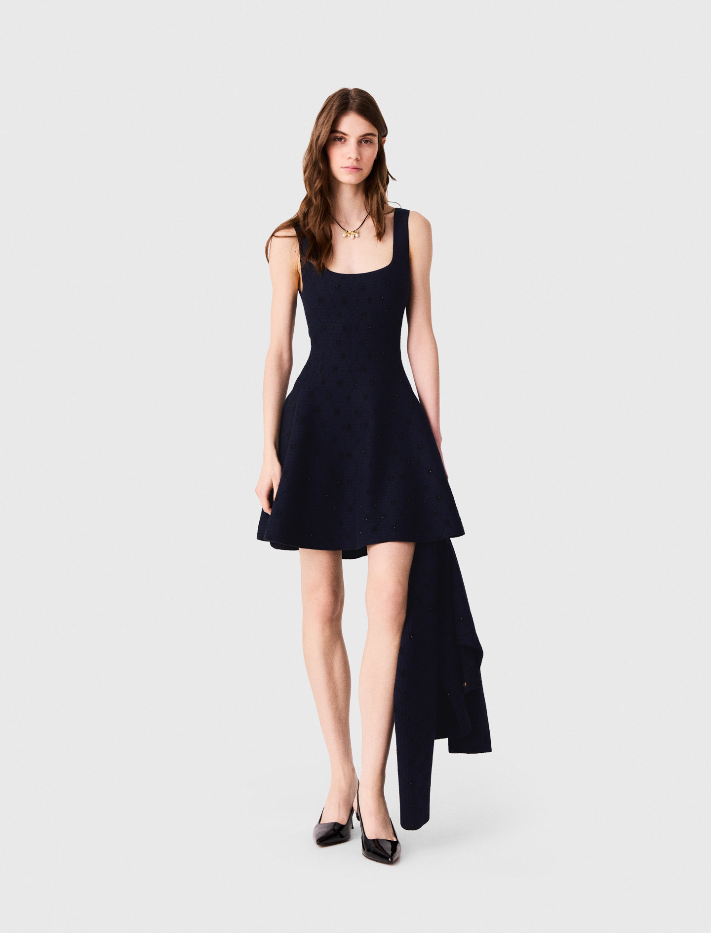 Maje Short Jacquard Skater dress in Navy at Nordstrom, Size 42