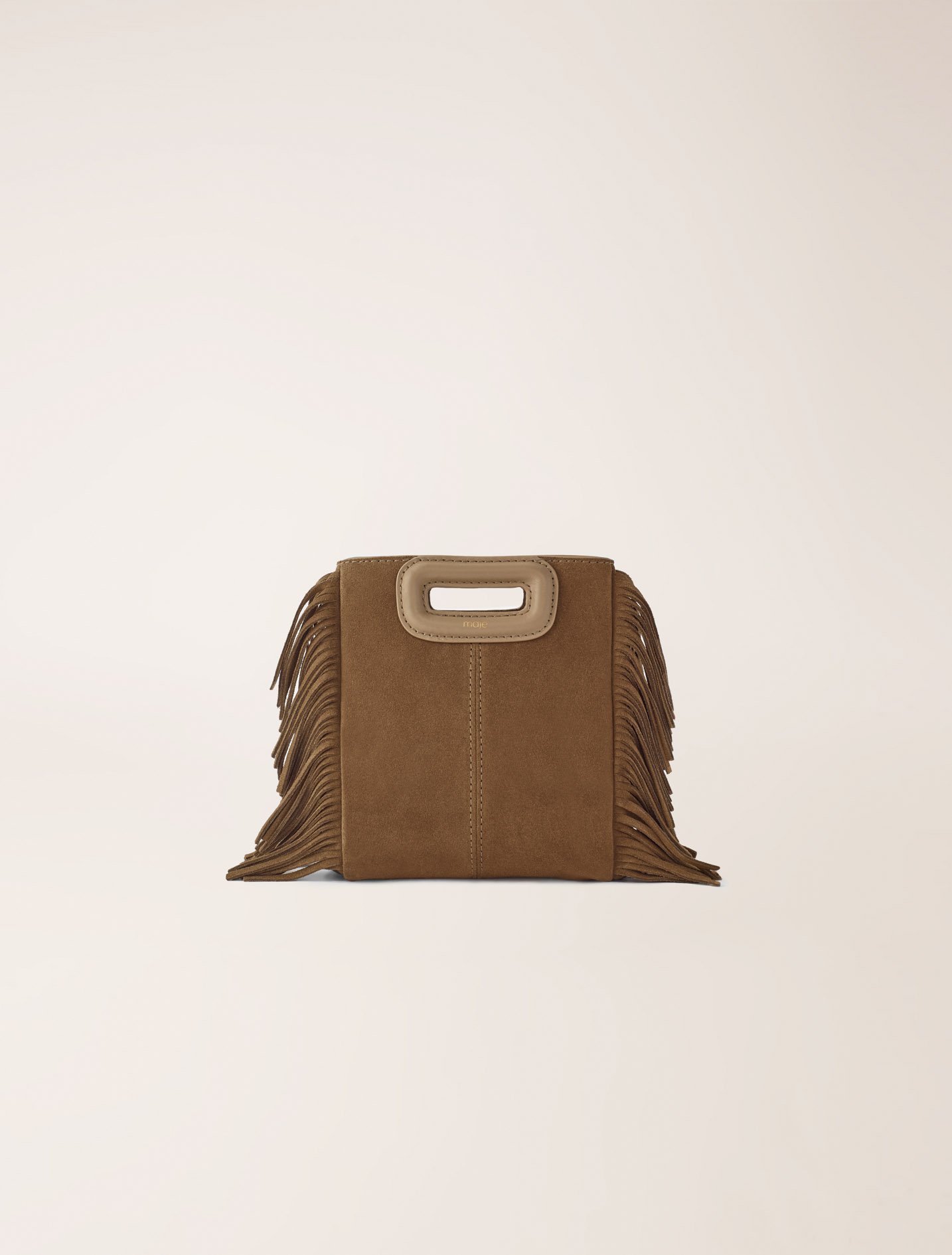 Woman's leather M mini bag in suede leather for Fall/Winter, size One Size, in color Camel / Brown