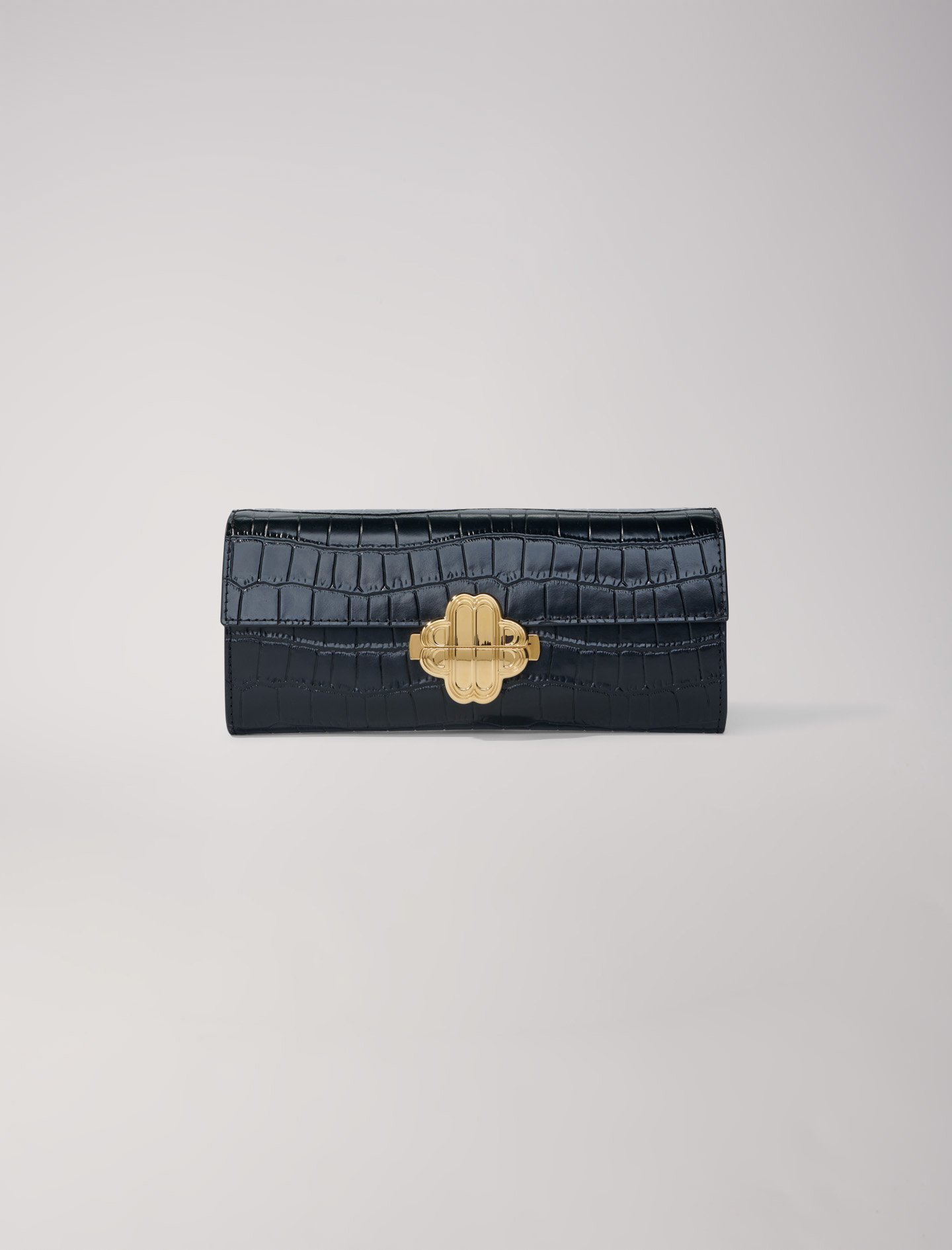 Shop Maje Croc-effect Embossed Leather Bag For Fall/winter In Black