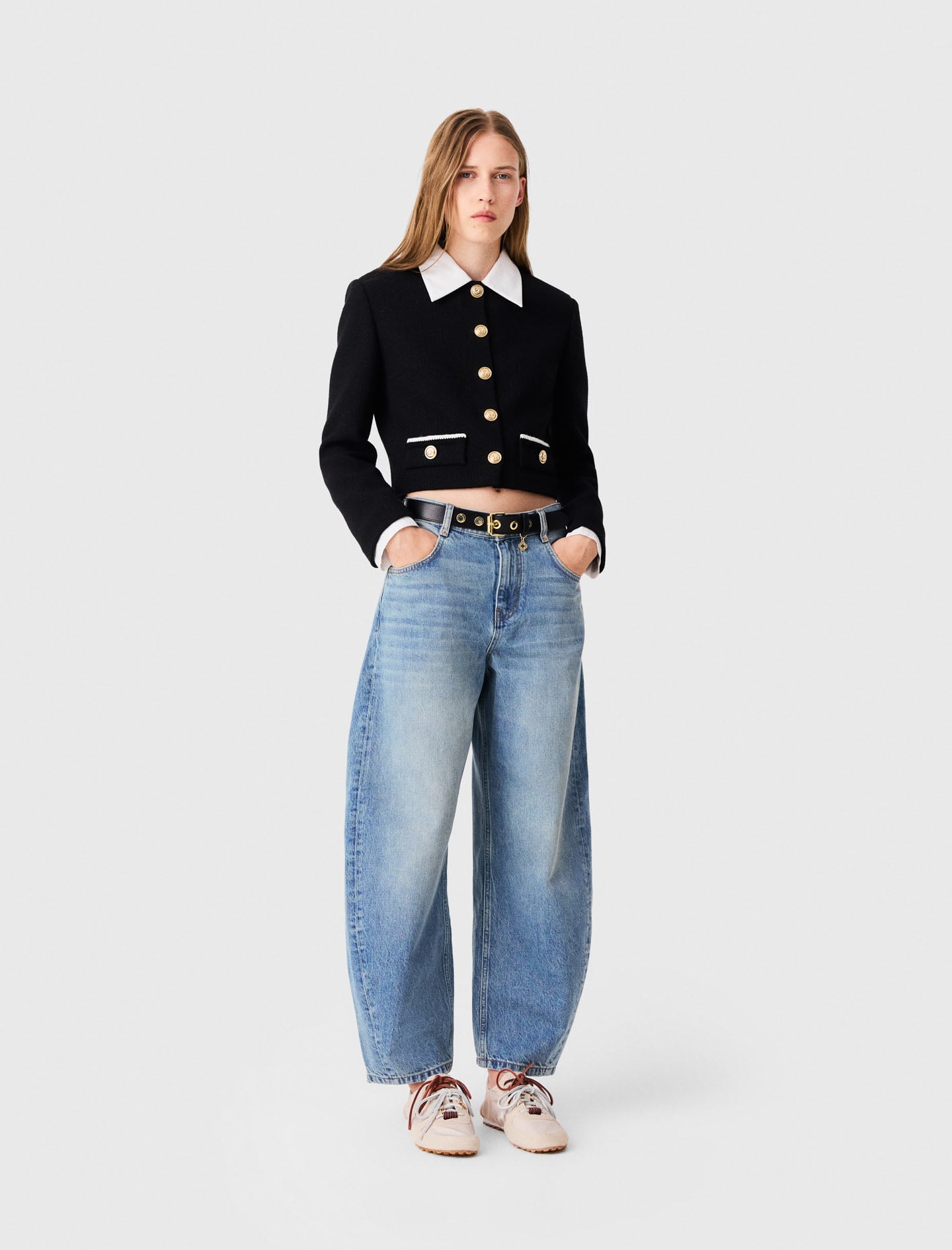 Short tweed jacket Black / Gray For Women | Maje