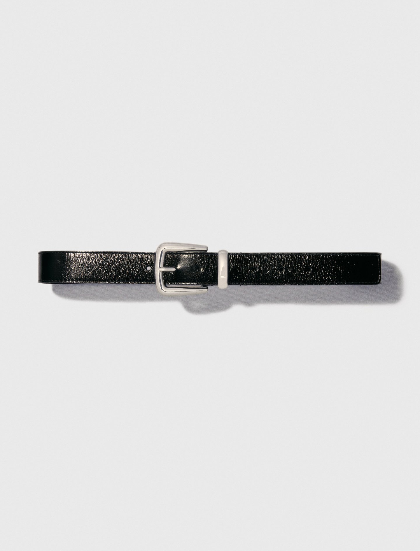Woman's polyester Leather belt with square buckle for Spring/Summer, size Large, in color Black / Black