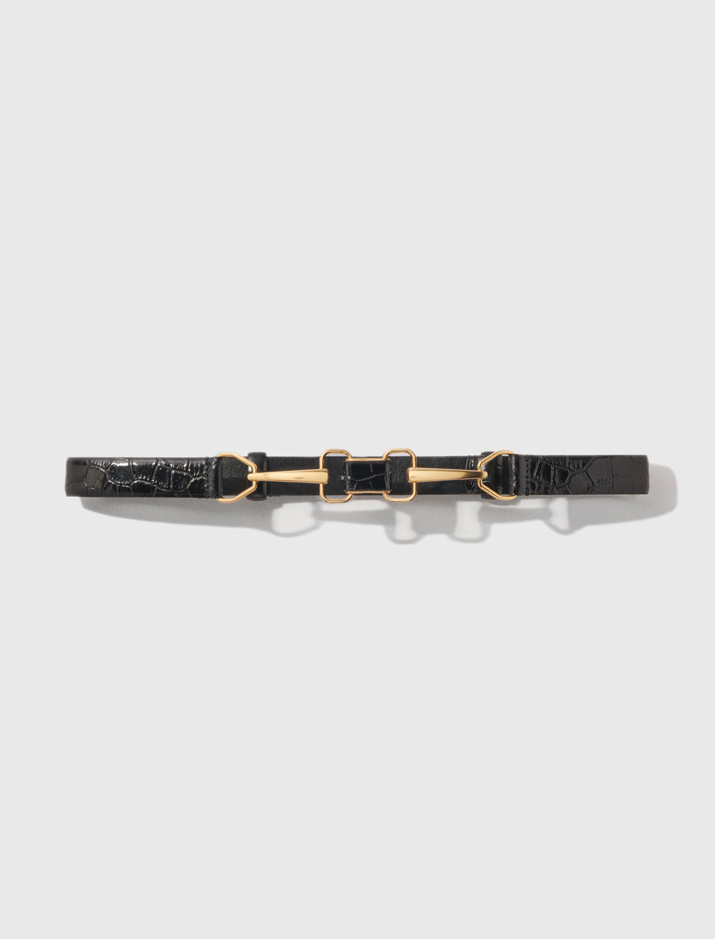 Maje Woman's polyester Leather belt with horse bit buckle for Spring/Summer, in color Black / Black
