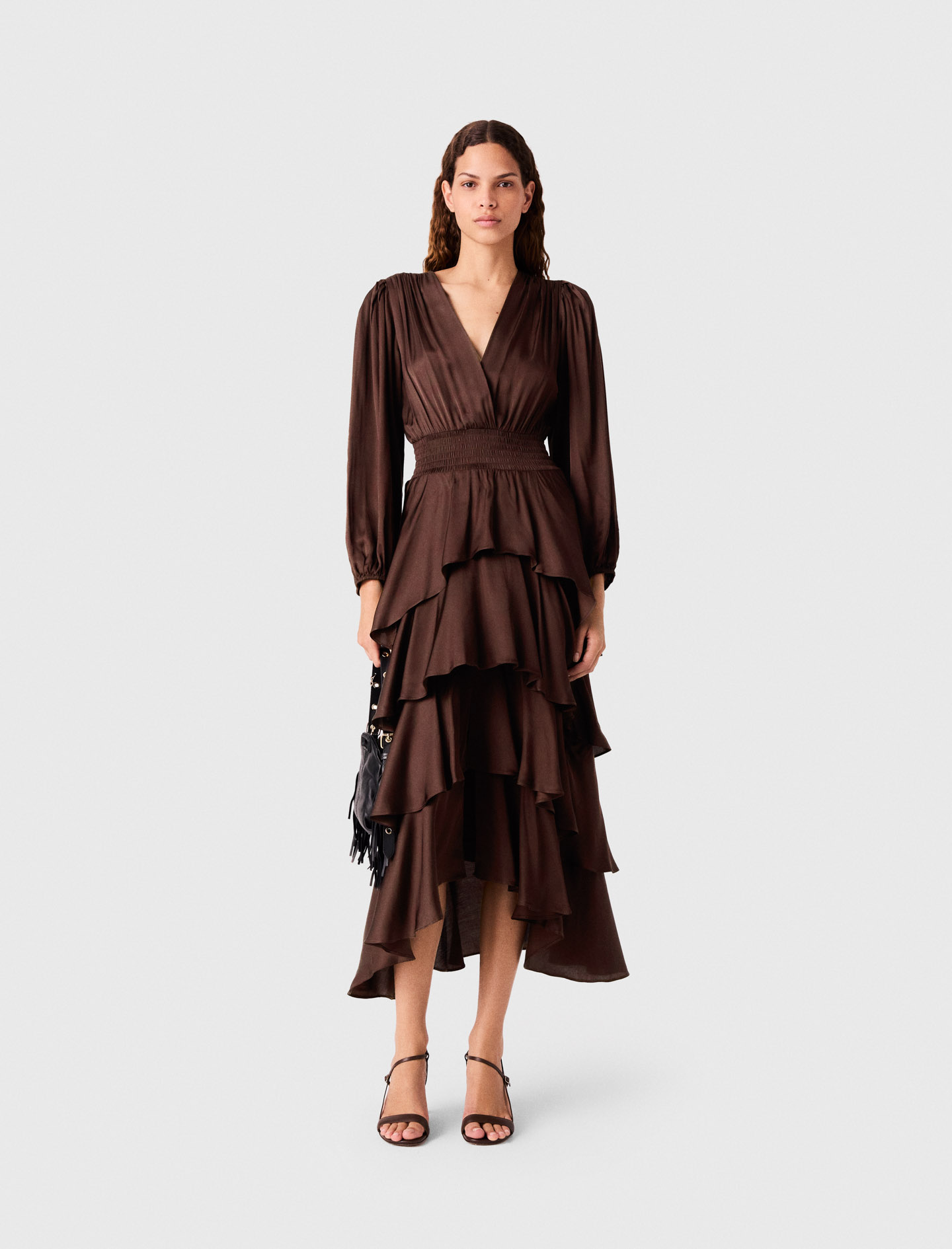 maje brown dress Flowy ruffled maxi in at Nordstrom, size 34 Eu Sort by Style- Strapless The WFH Dress - Colour:RED A cascade of tiered