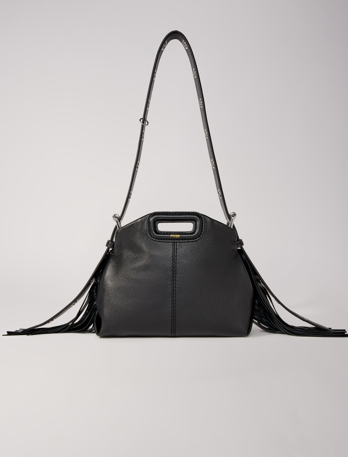 Maje Woman's cotton Leather: Smooth leather mini Miss M bag for Fall/Winter, in color Black / Black