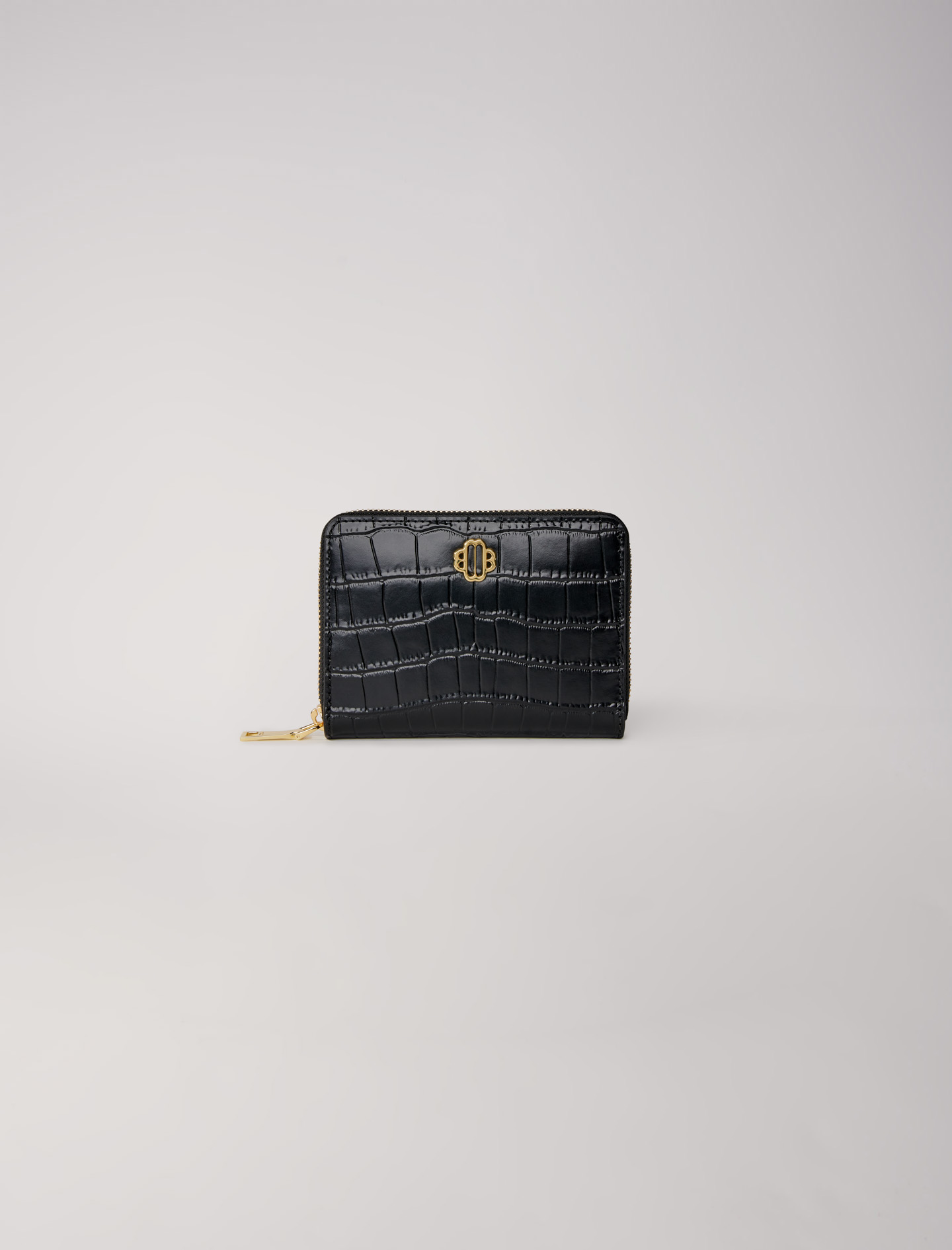 Maje Woman's polyurethane Pocket lining: LEATHER WALLET for Fall/Winter, in color Black / Black