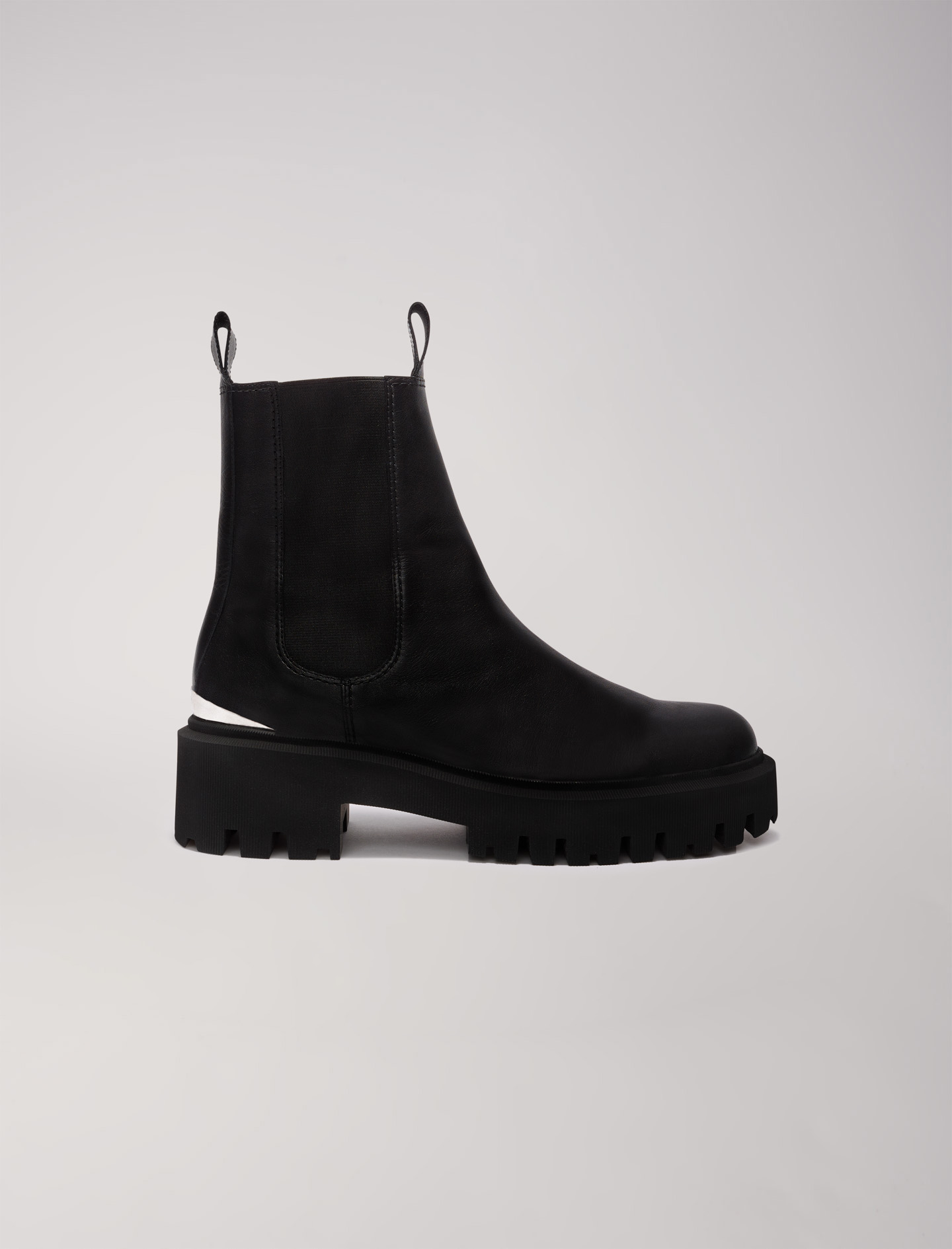 Maje Woman's goat Elastic: Chelsea boots with platform sole for Fall/Winter, in color Black / Black