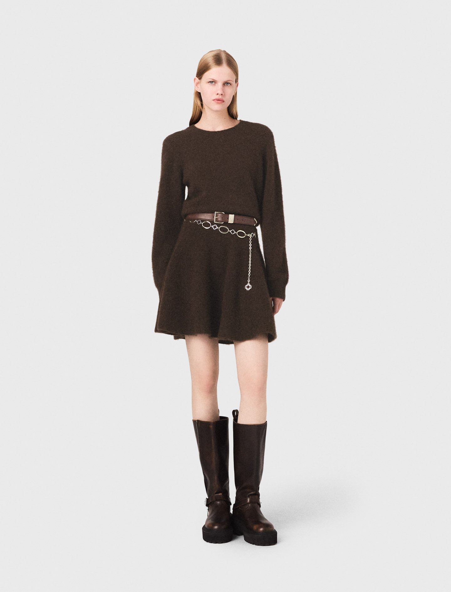 Mini yak blend dress Brown For Women | Maje