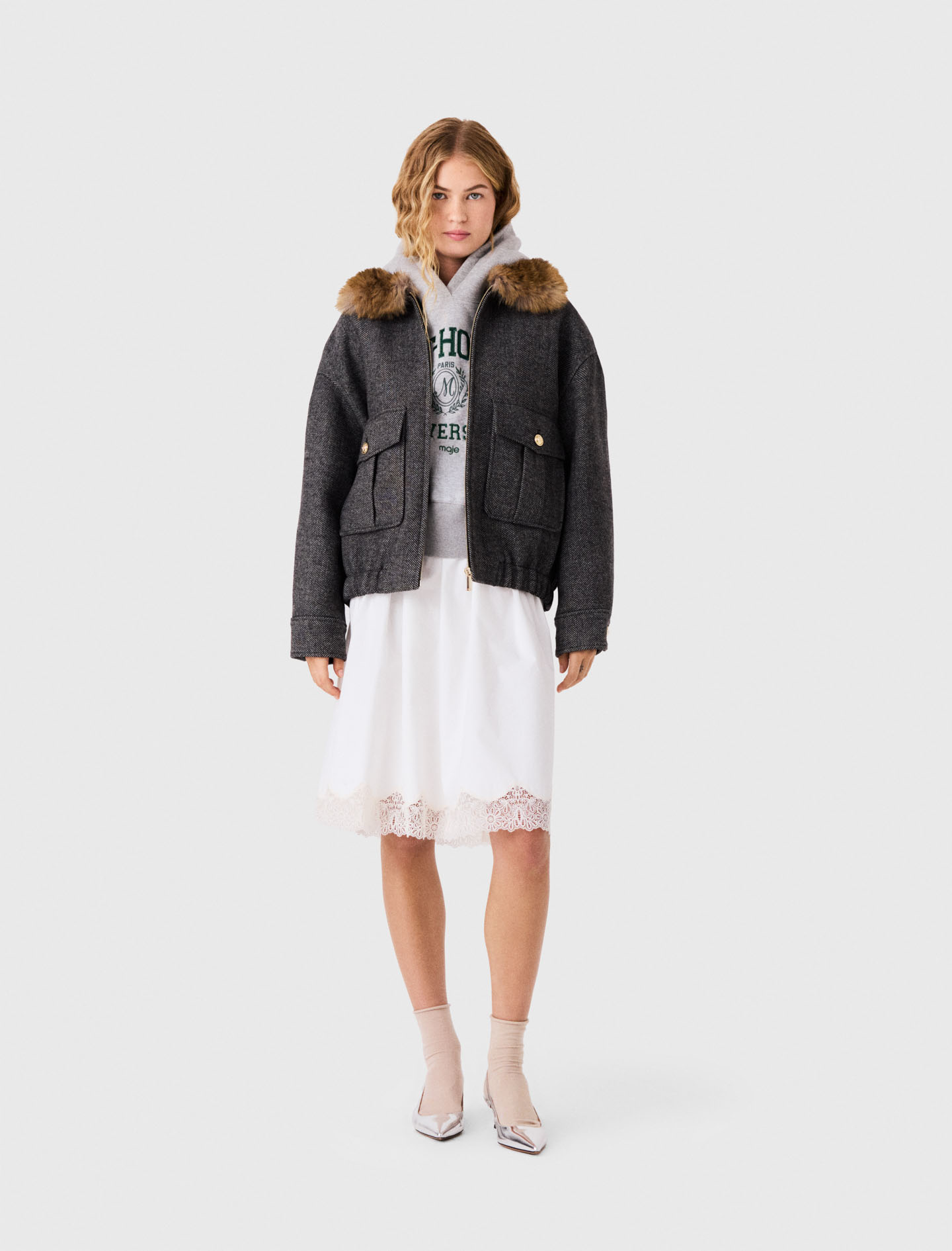 Faux Fur Collar Jacket