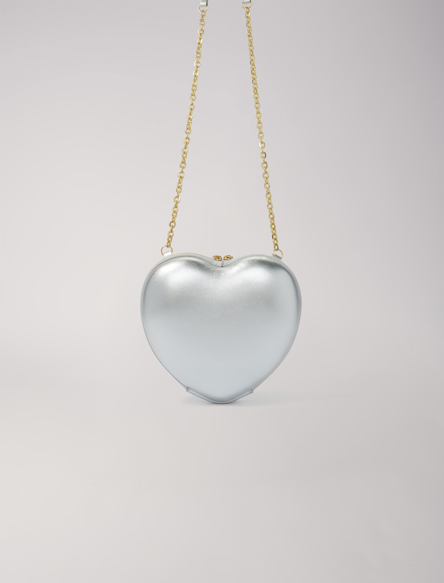 Mixte's cotton Chain: Heart-shaped leather bag for Spring/Summer, size Mixte-All Bags-OS (ONE SIZE), in color Silver / Grey