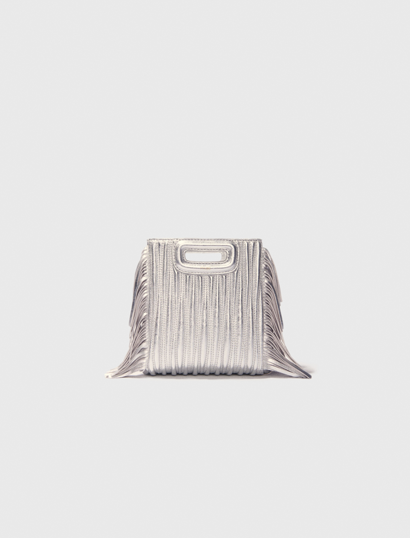 Maje Woman's leather Metallic quilted leather M Mini bag for Spring/Summer, in color Silver / Grey