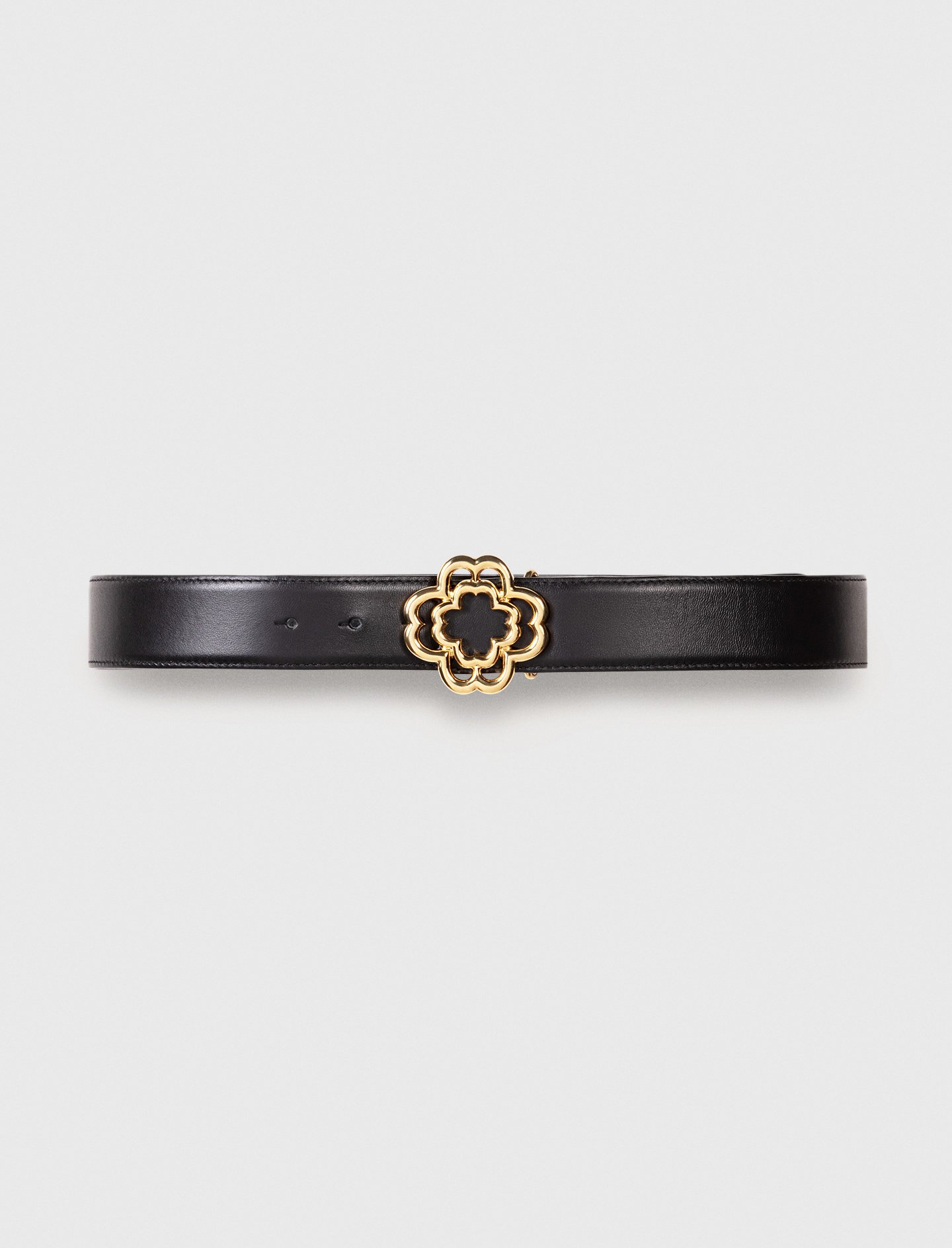 Woman's polyester Leather belt with Clover logo for Fall/Winter, size Medium, in color Black / Black