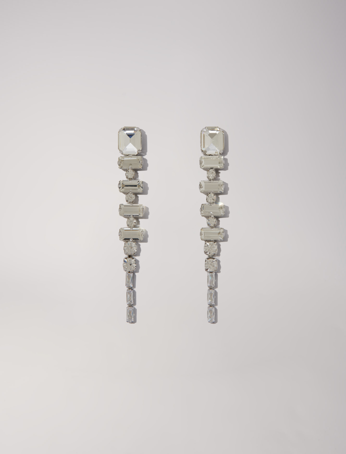 Shop Maje Cascade Diamanté Earrings In Silver