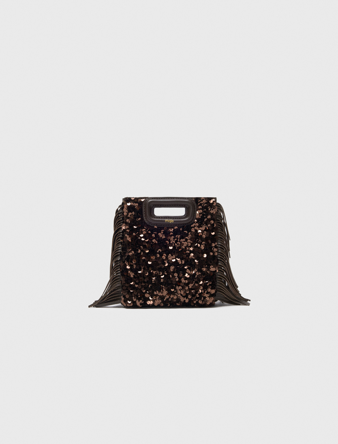 Maje Woman's polyester Sequin M mini bag for Fall/Winter, in color Brown / Brown