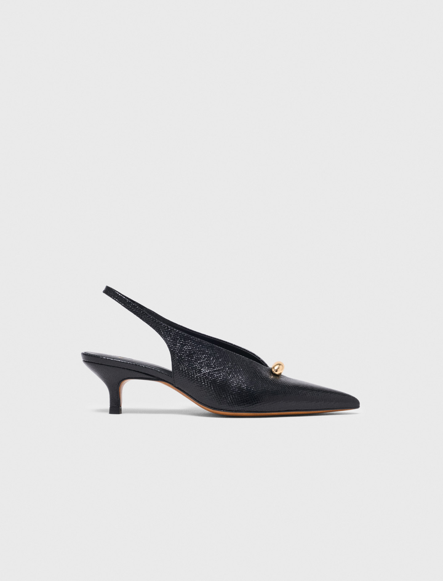 Pointed embossed leather slingbacks Black / Gray For Women | Maje
