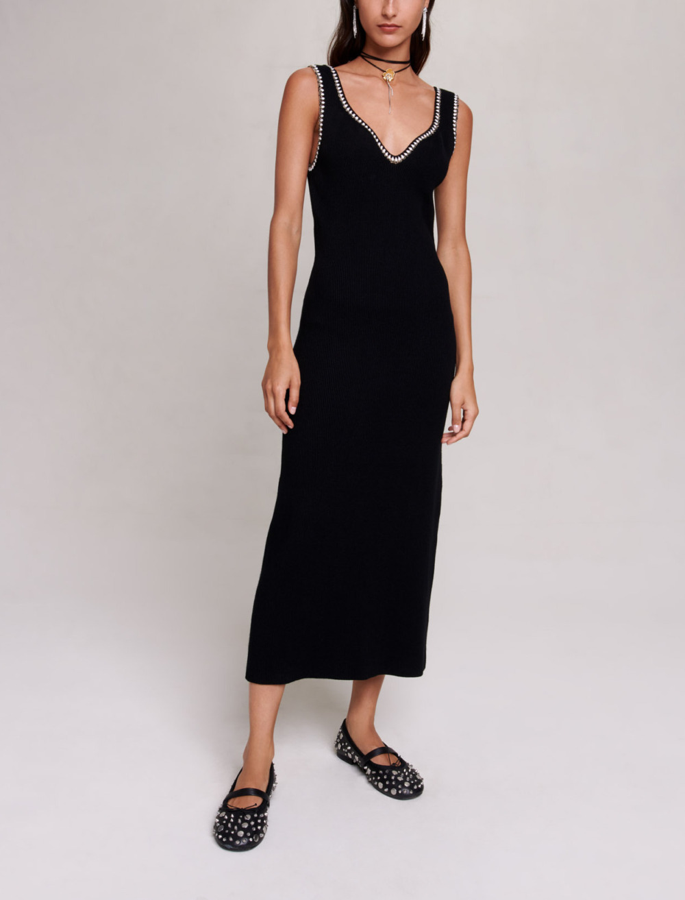 Woman
s viscose, Knit maxi dress for Fall/Winter, size Woman-See All-US XL / FR 41, in color Black / Black