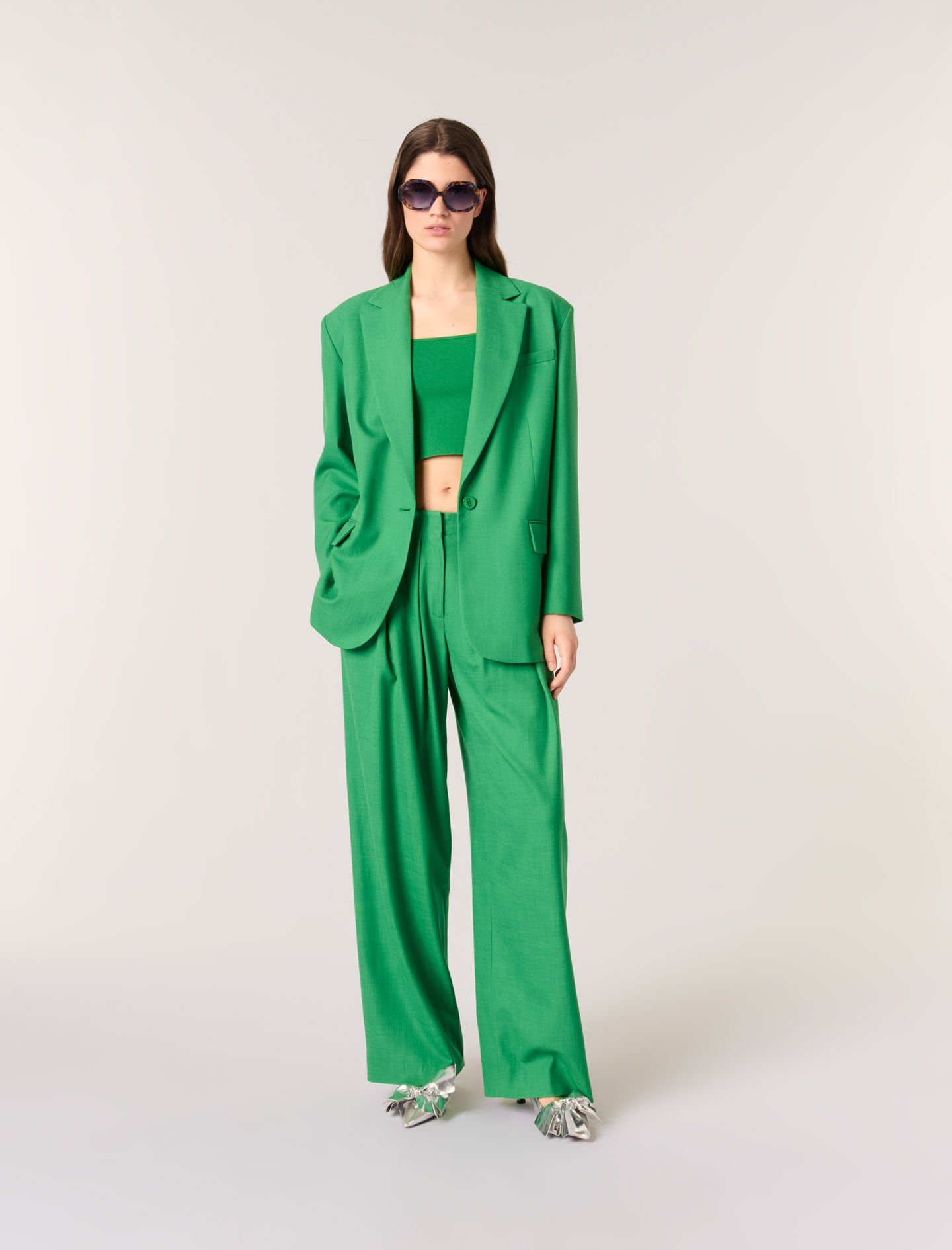 スーツ STELLA MCCARTNEY Women Suit Jackets 6501093BU6553032 Green Stella McCartney Women Dark Green Pant Suit Wool Blend