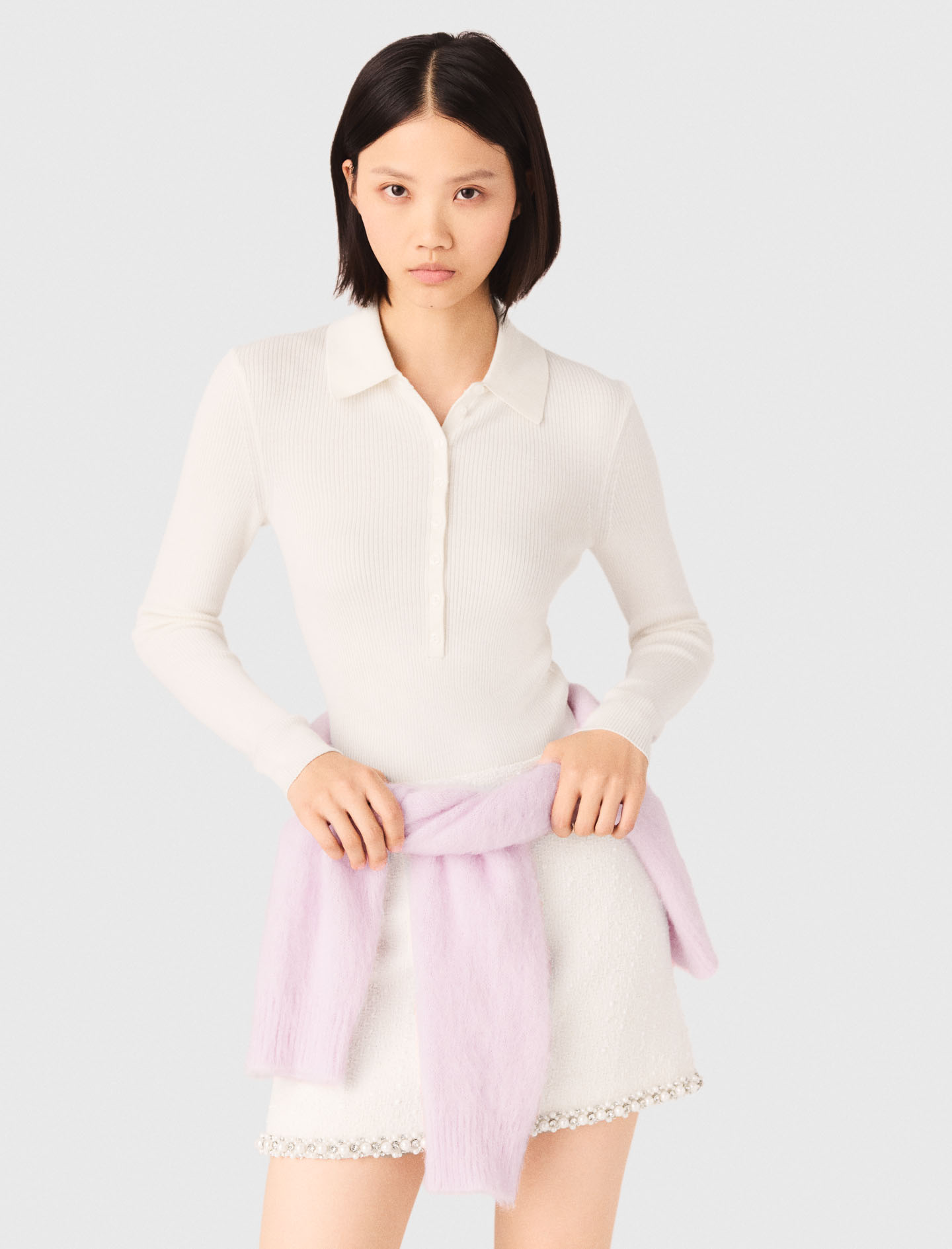 Ribbed Polo Sweater