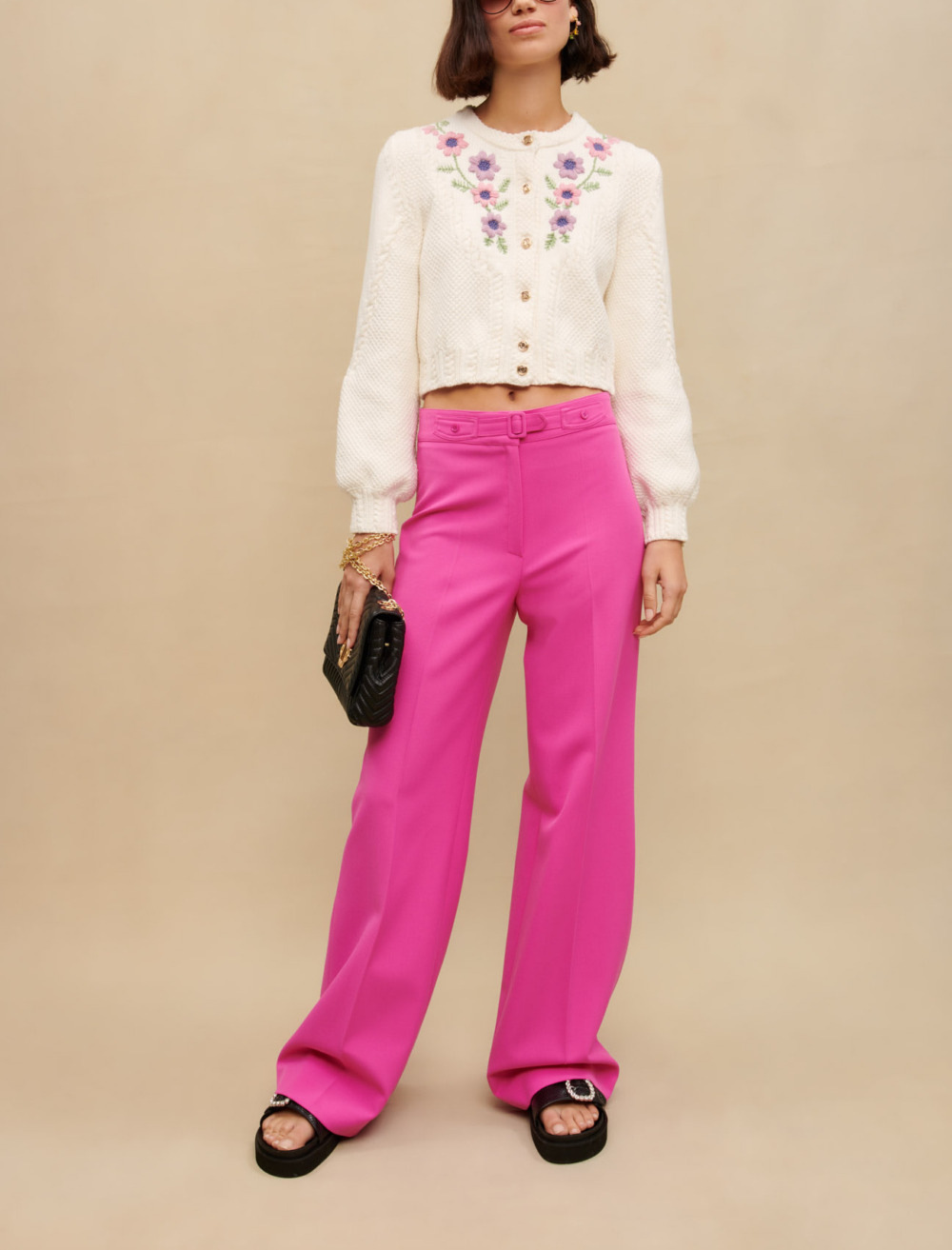 Wide-leg suit pants Pink For Women | Maje
