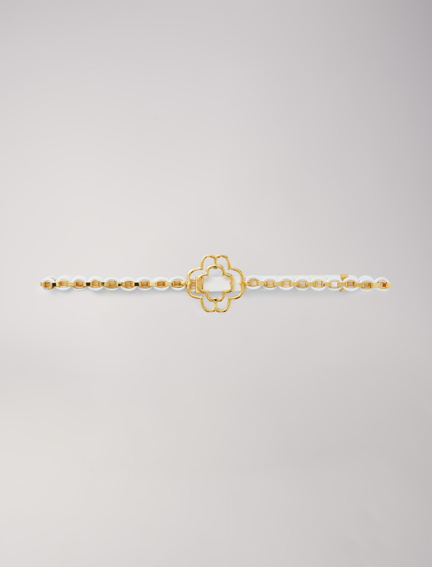 Woman's brass Chain: Clover fine mix chain belt for Spring/Summer, size Woman-Belts-US L / FR 3, in color Ecru / Beige