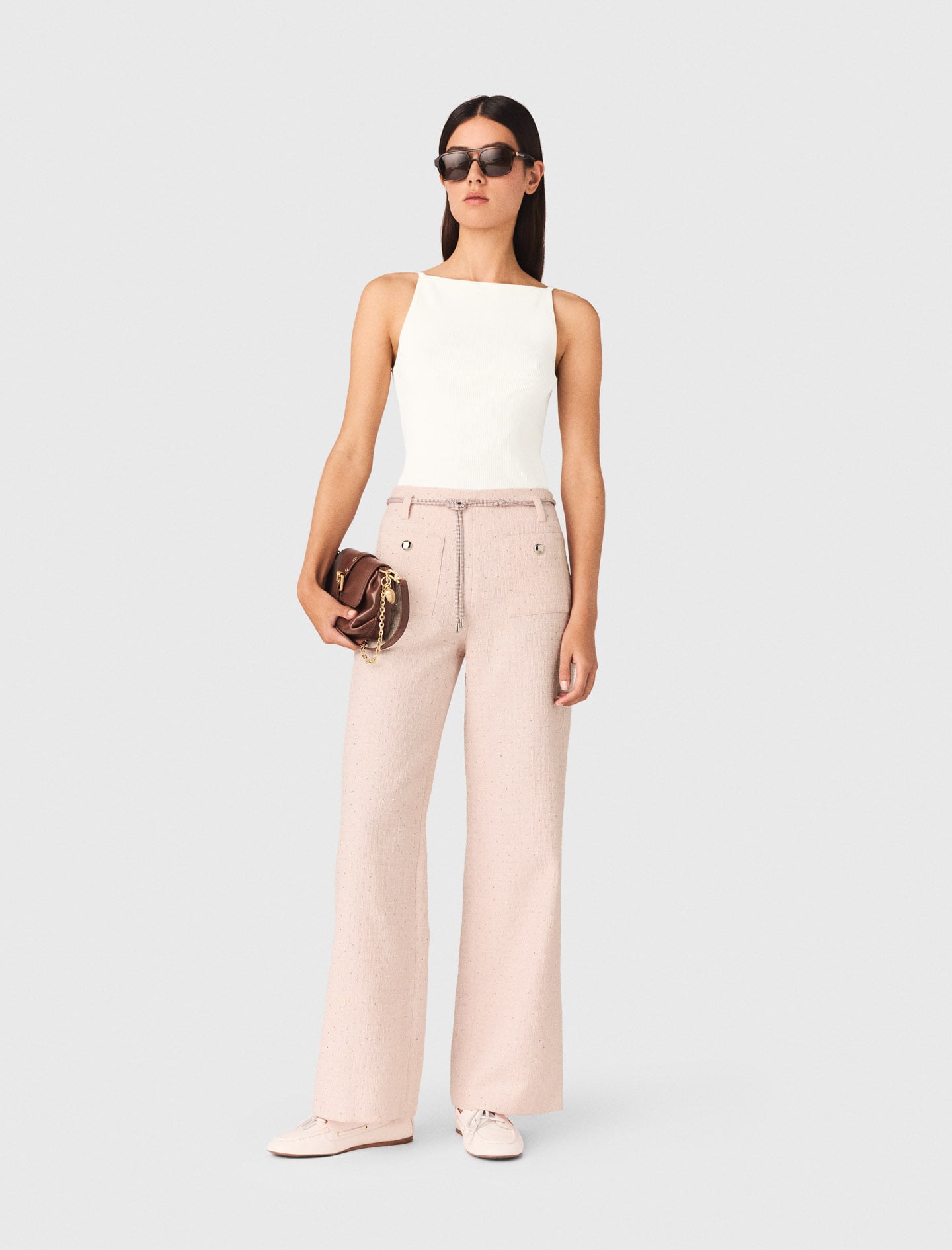 Tweed trousers Pink For Women | Maje